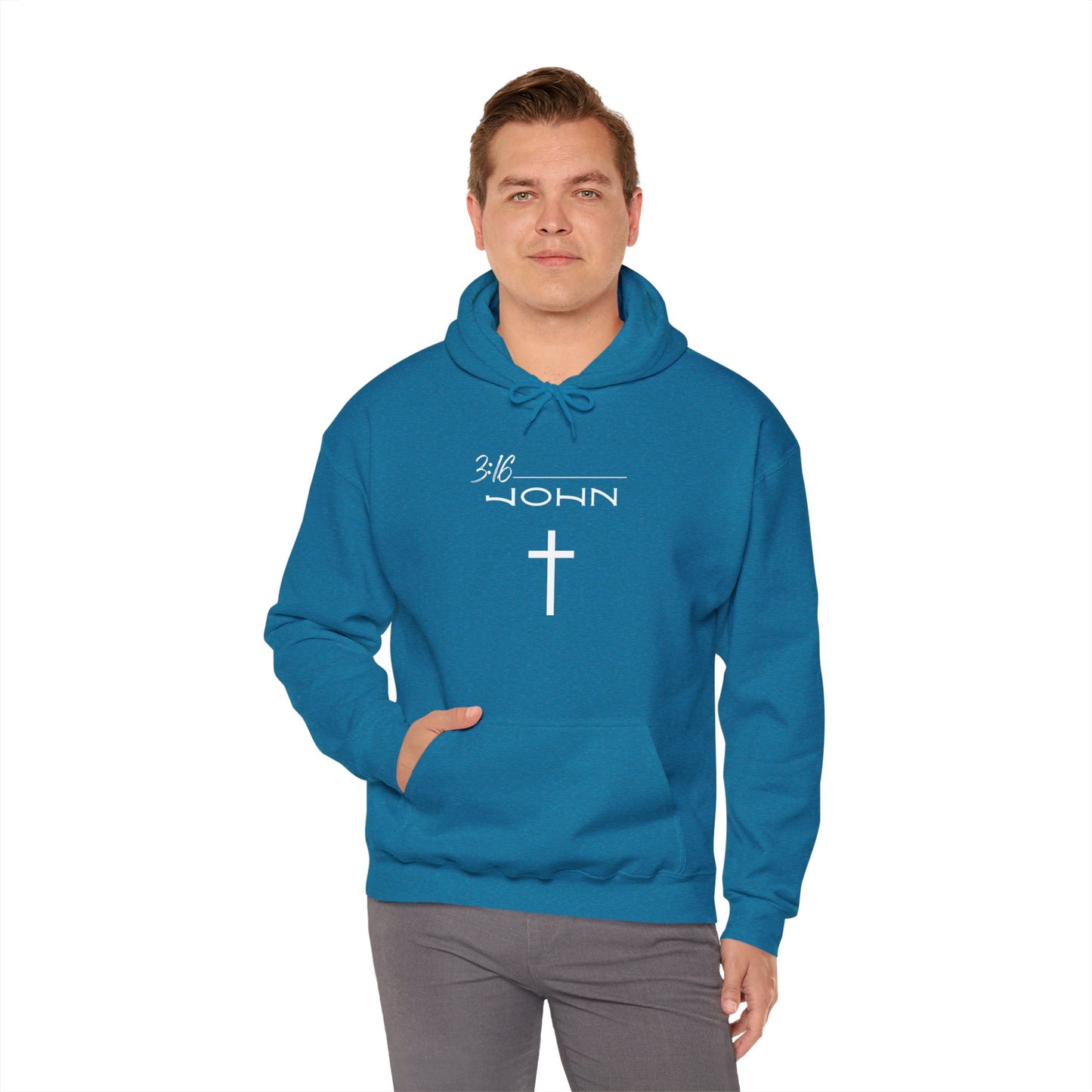 John 3:16 w/ Full Scripture On Back Unisex Heavy Blend™ Hooded Sweatshirt