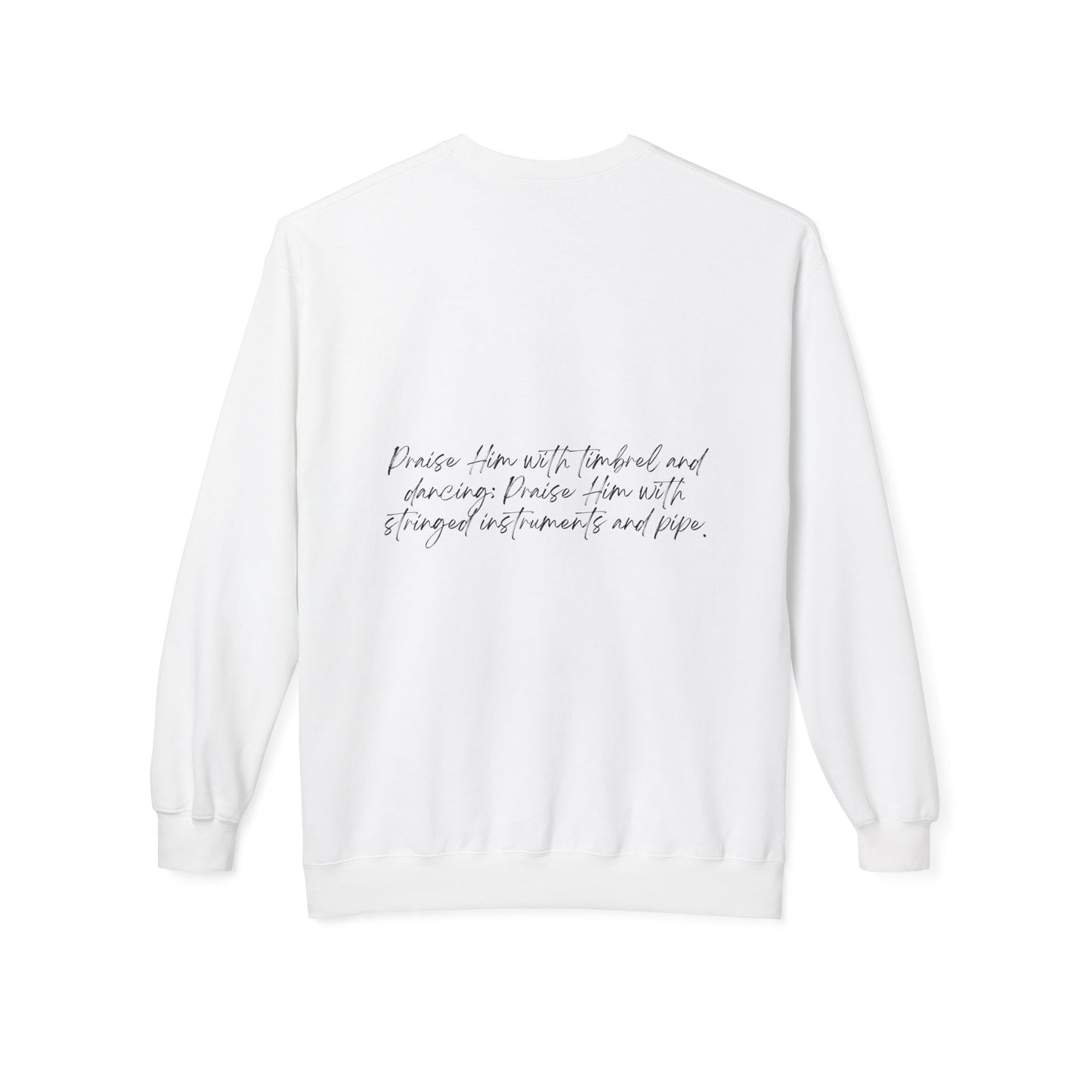 In Jesus Name I Play w/ Psalm 150:4 On Back Unisex Midweight Softstyle Fleece Crewneck Sweatshirt