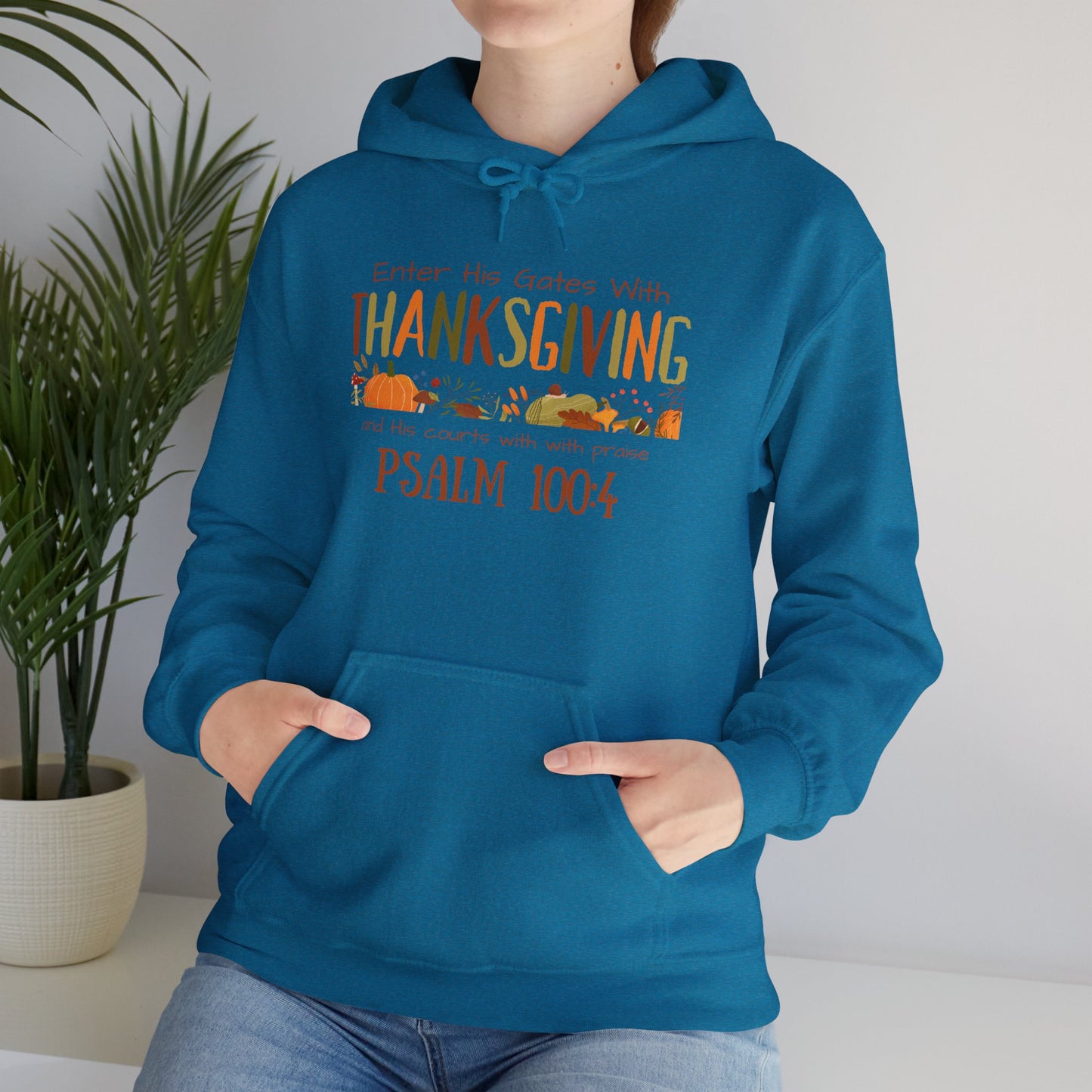 Thanksgiving Psalm 100:4 Unisex Heavy Blend™ Hooded Sweatshirt