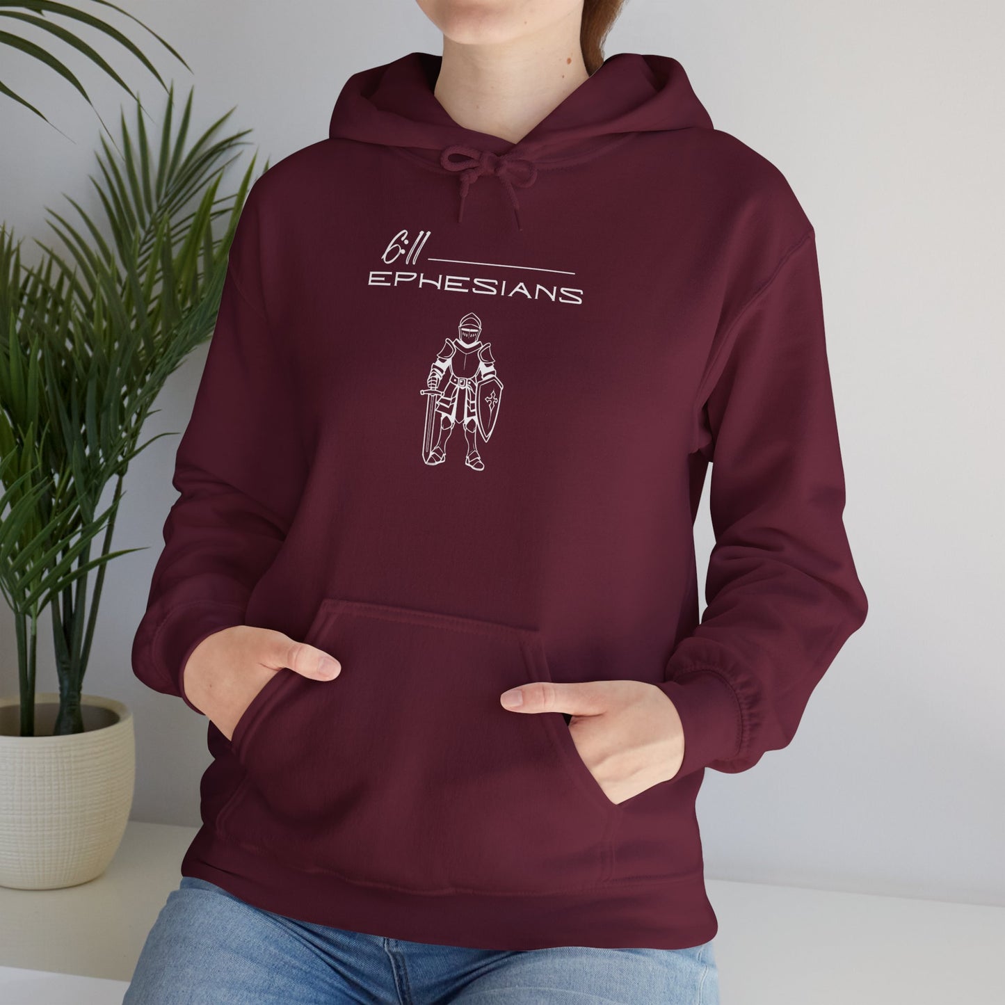 Ephesians 6:11 Armor w/ Full Scripture on Back Unisex Heavy Blend™ Hooded Sweatshirt