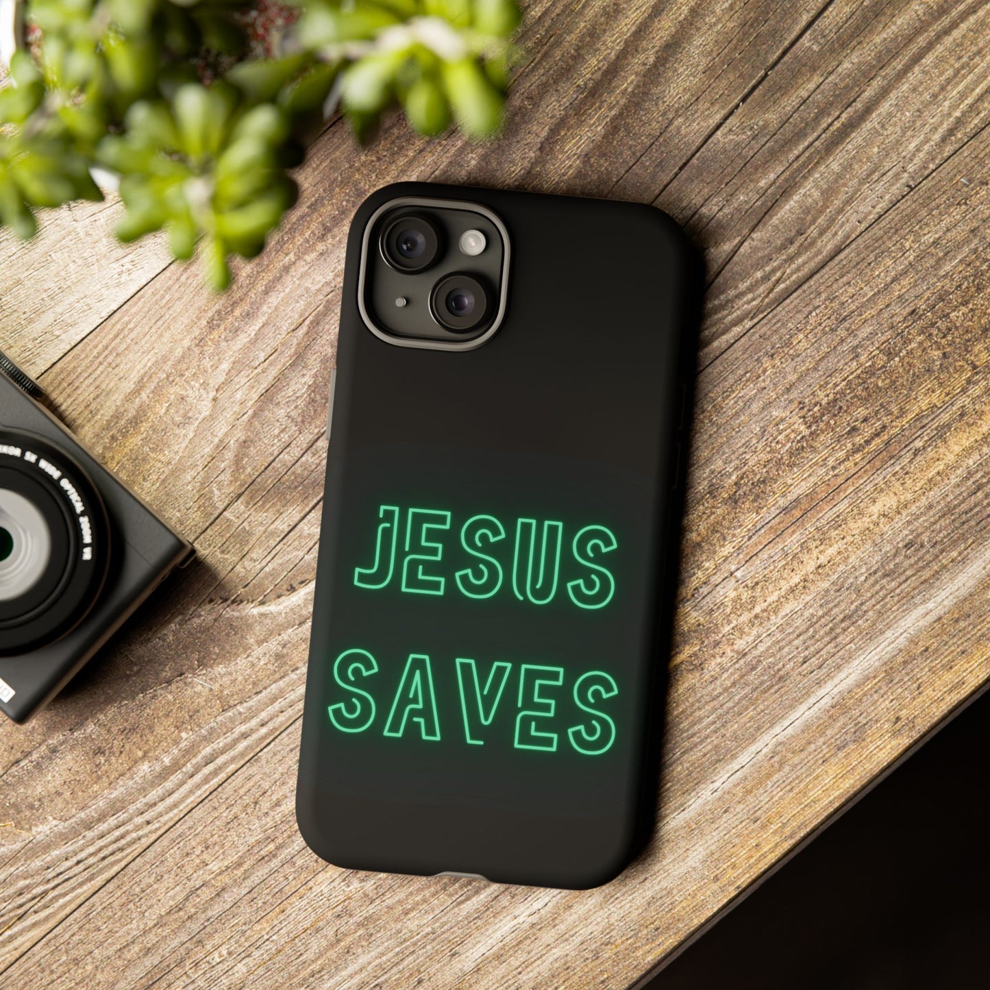 Jesus Saves Neon Signage Green Tough Cases