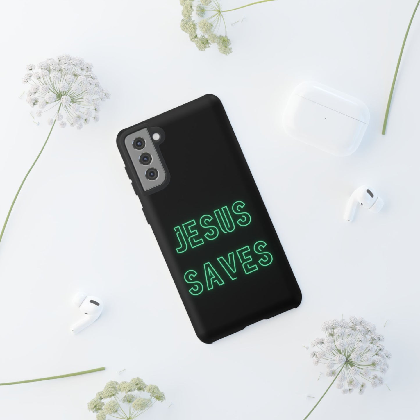 Jesus Saves Neon Signage Green Tough Cases