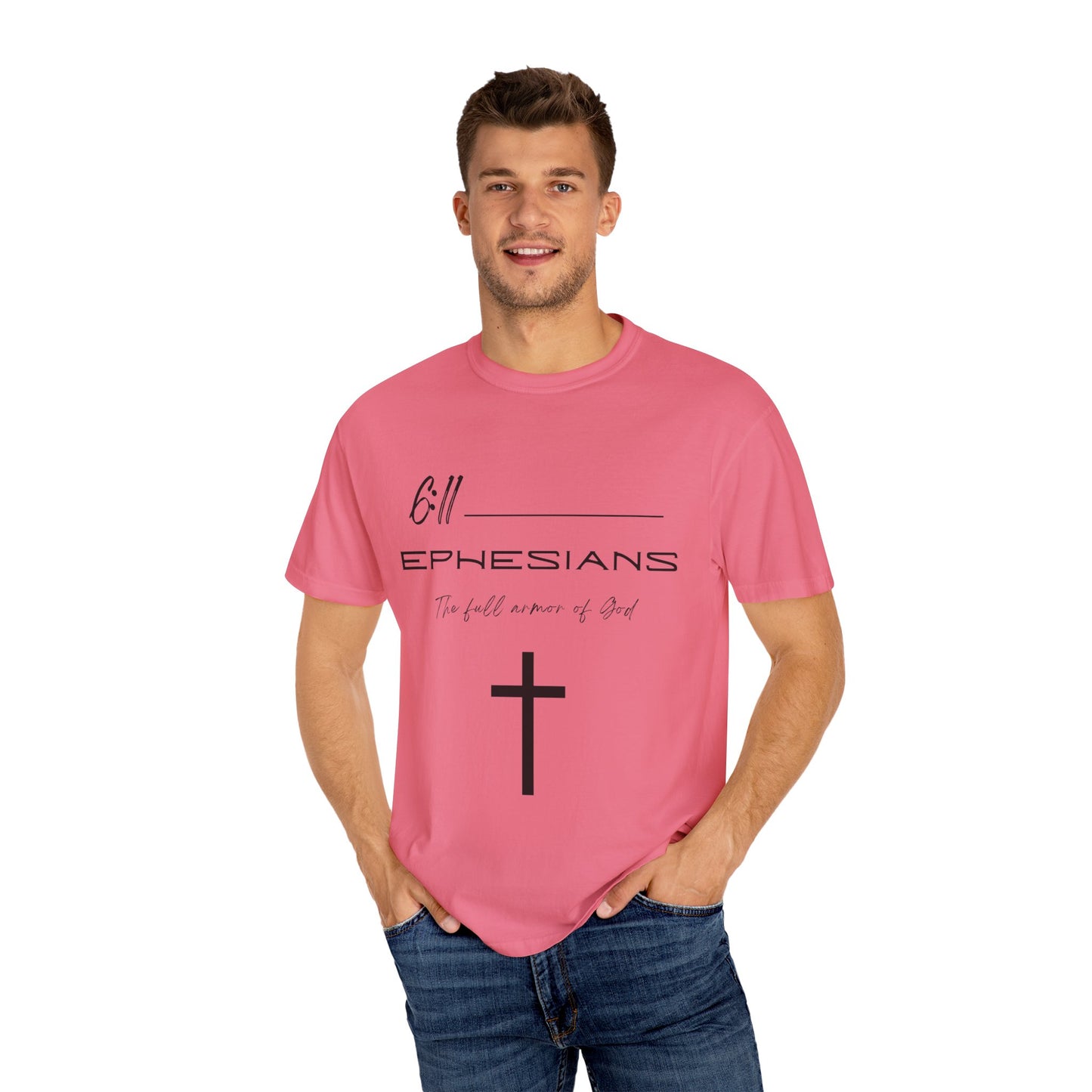 Ephesians 6:11 w/ Full Scripture On Back Unisex Garment-Dyed T-shirt