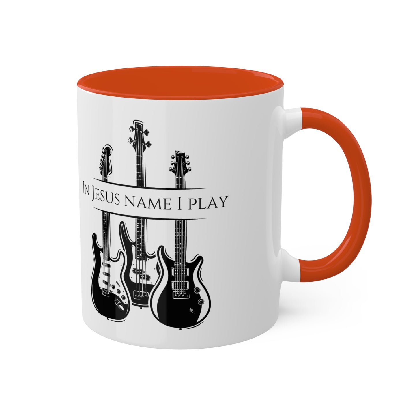 In Jesus Name I Play Colorful Mugs, 11oz