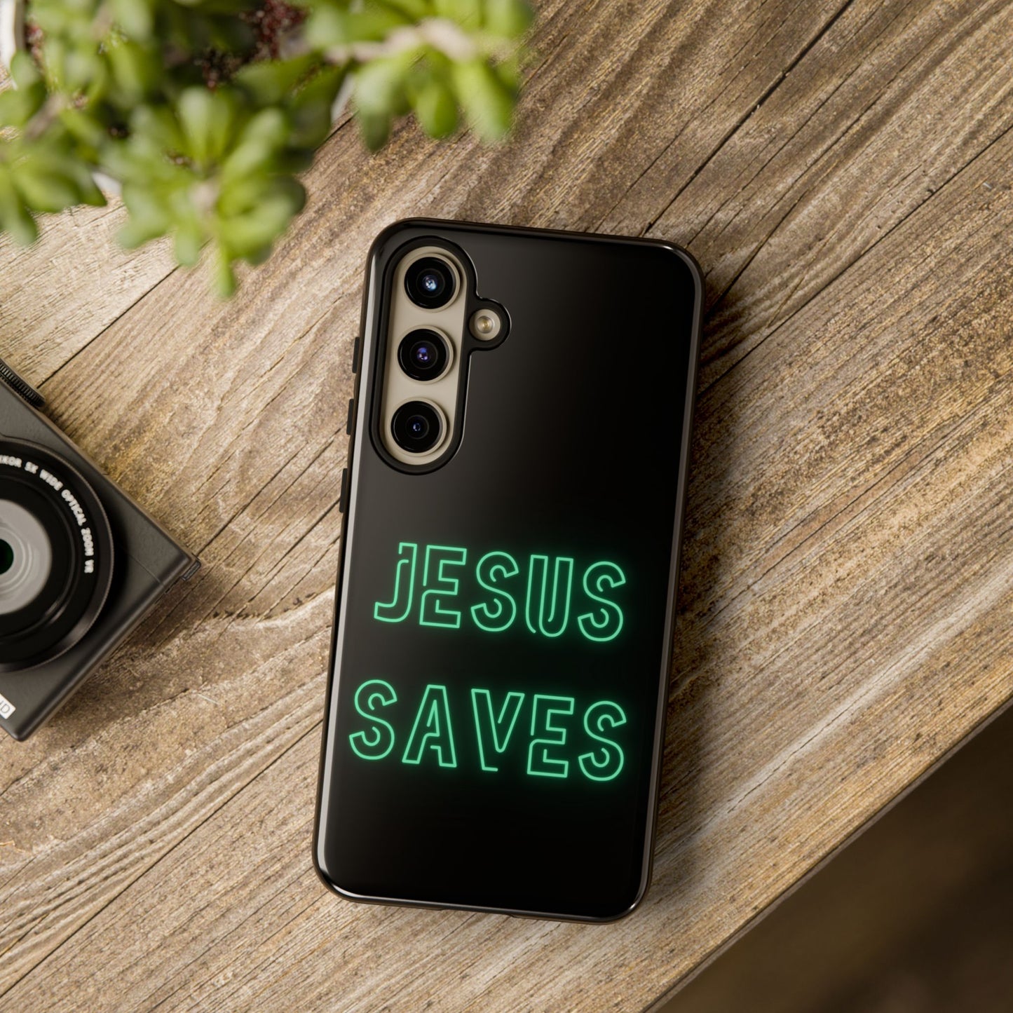 Jesus Saves Neon Signage Green Tough Cases