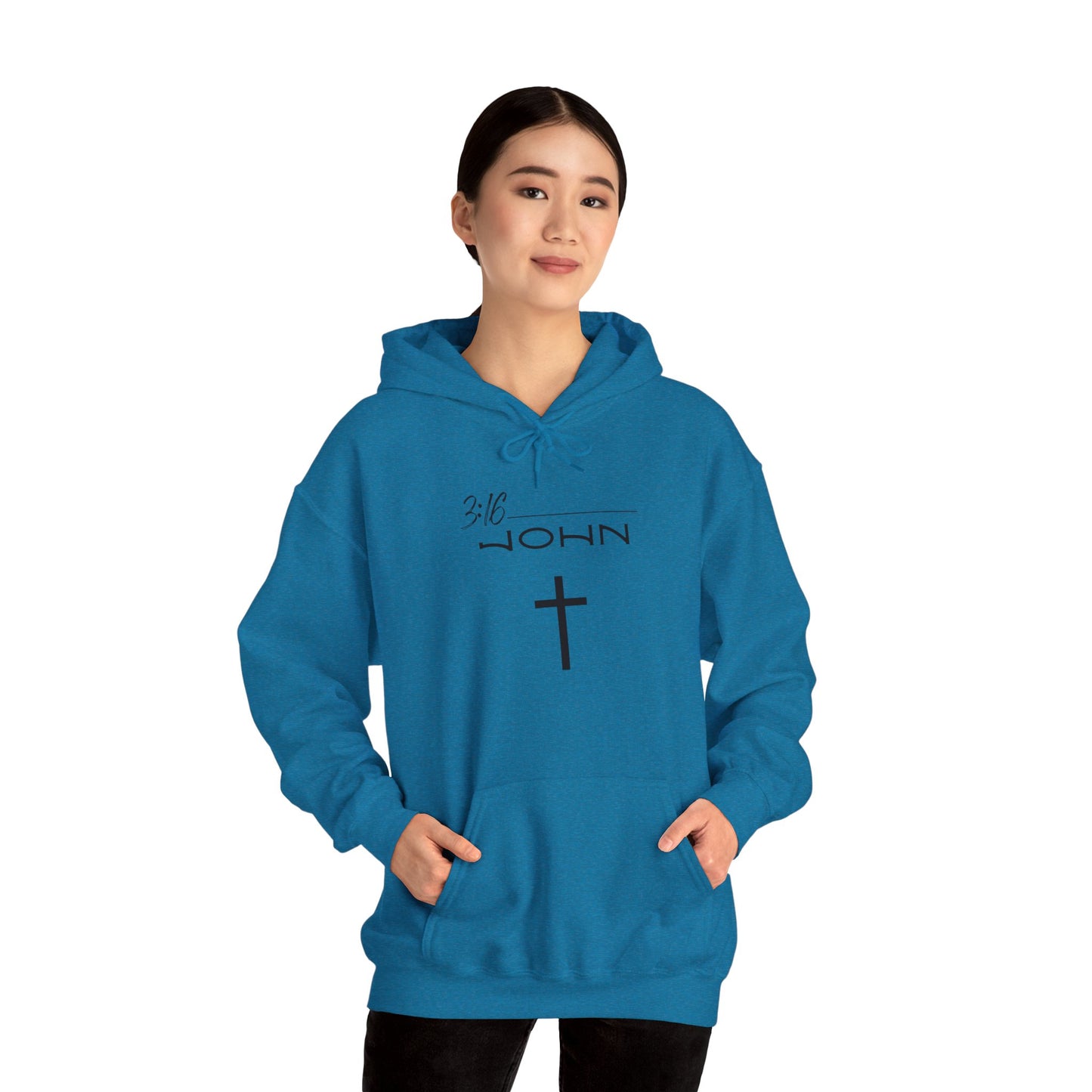 John 3:16 w/ Full Scripture On Back Unisex Heavy Blend™ Hooded Sweatshirt