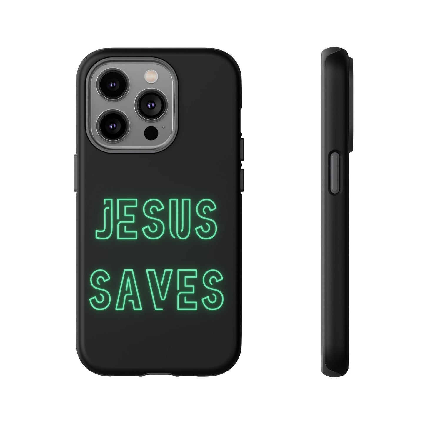 Jesus Saves Neon Signage Green Tough Cases