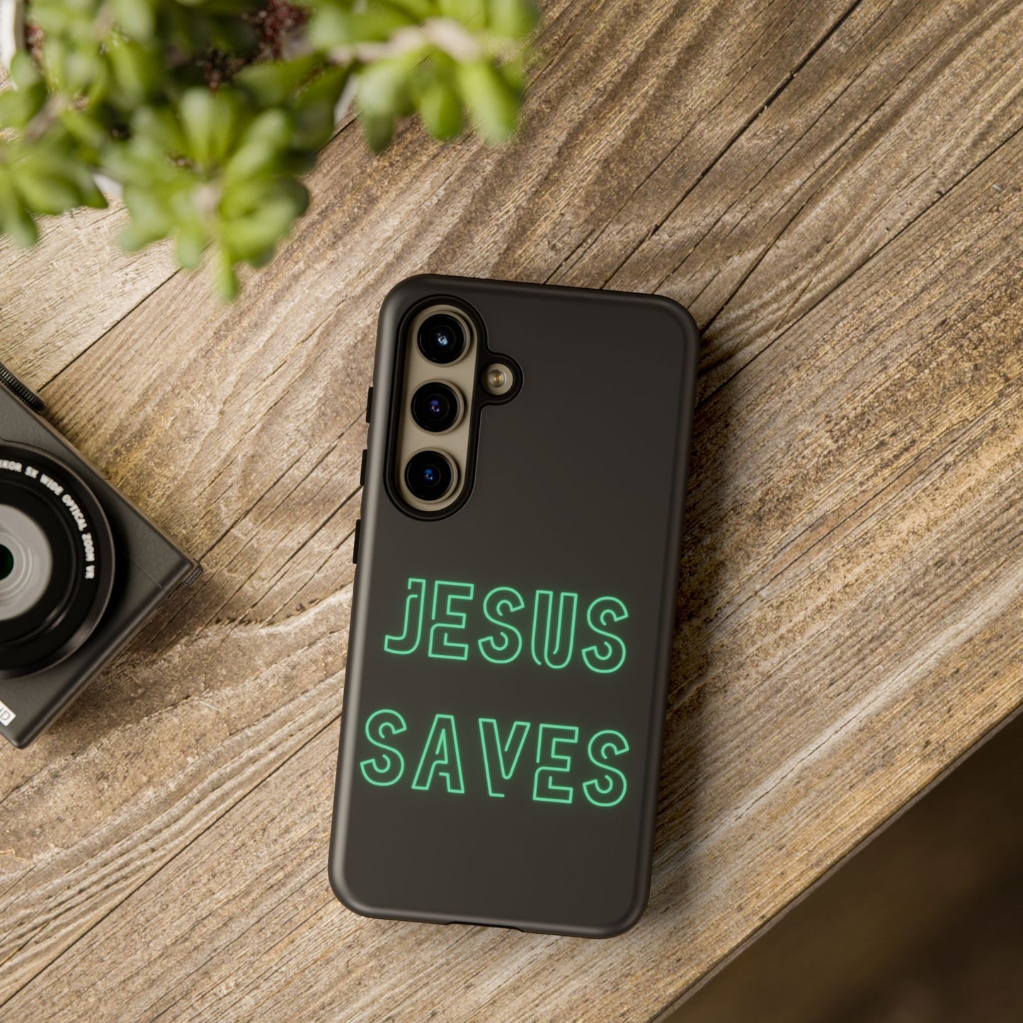 Jesus Saves Neon Signage Green Tough Cases