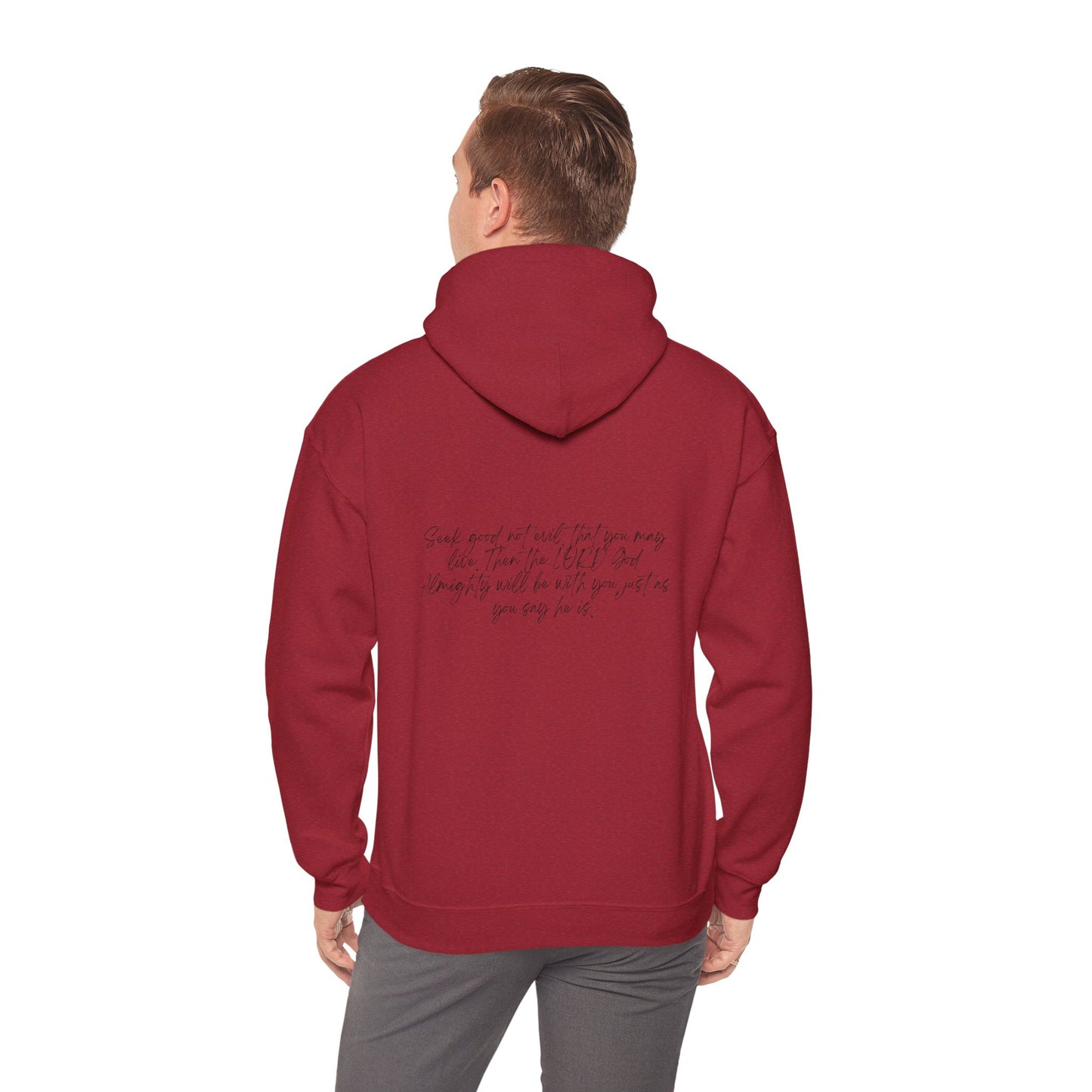 Amos 5:14 w/ Full Scripture on Back Unisex Heavy Blend™ Hooded Sweatshirt