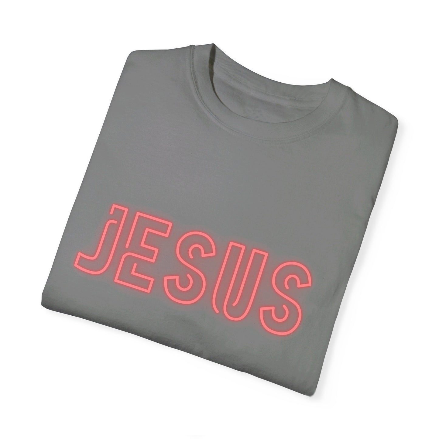 Jesus Saves Neon Signage Unisex Garment-Dyed T-shirt