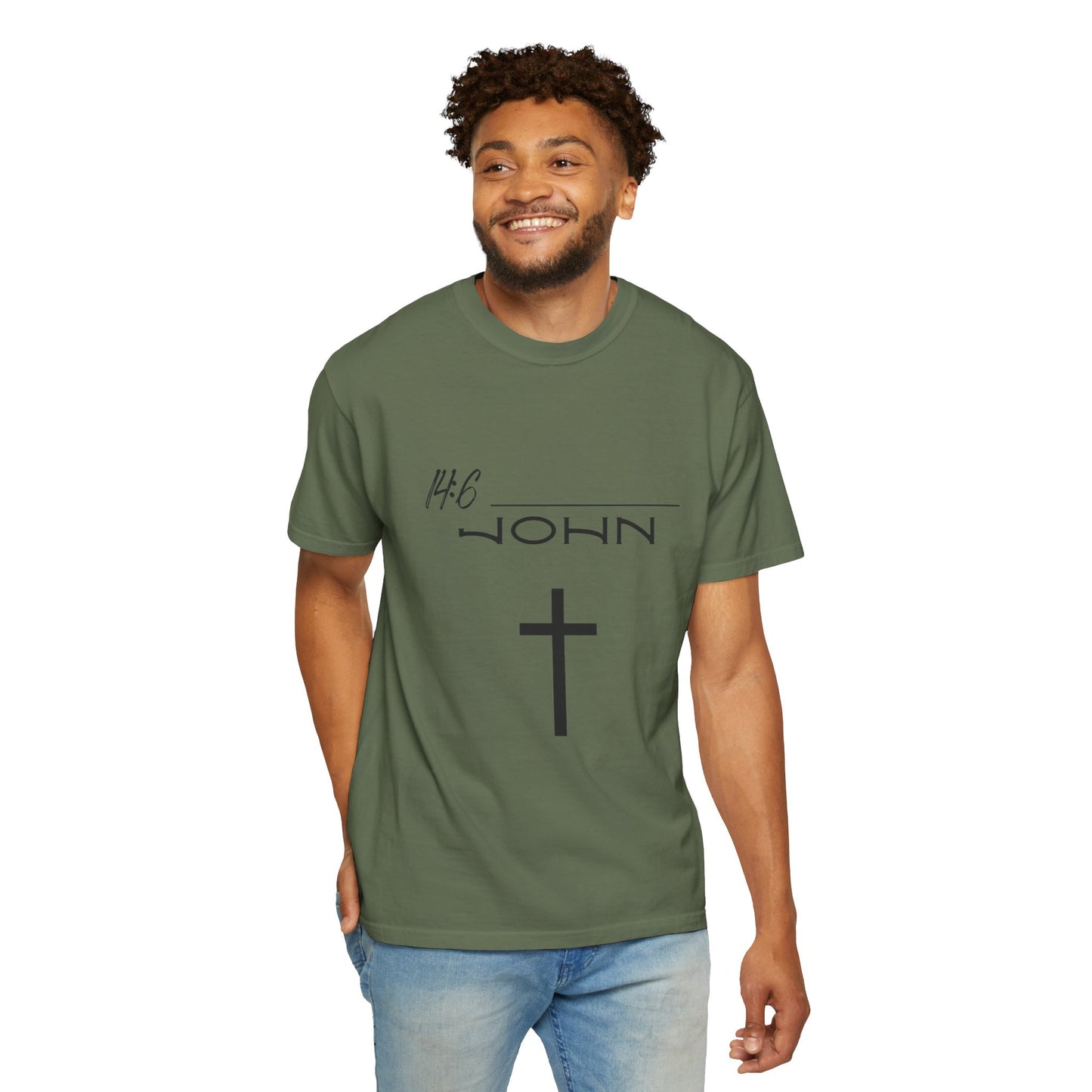 John 14:6 w/ Full Scripture on Back Unisex Garment-Dyed T-shirt