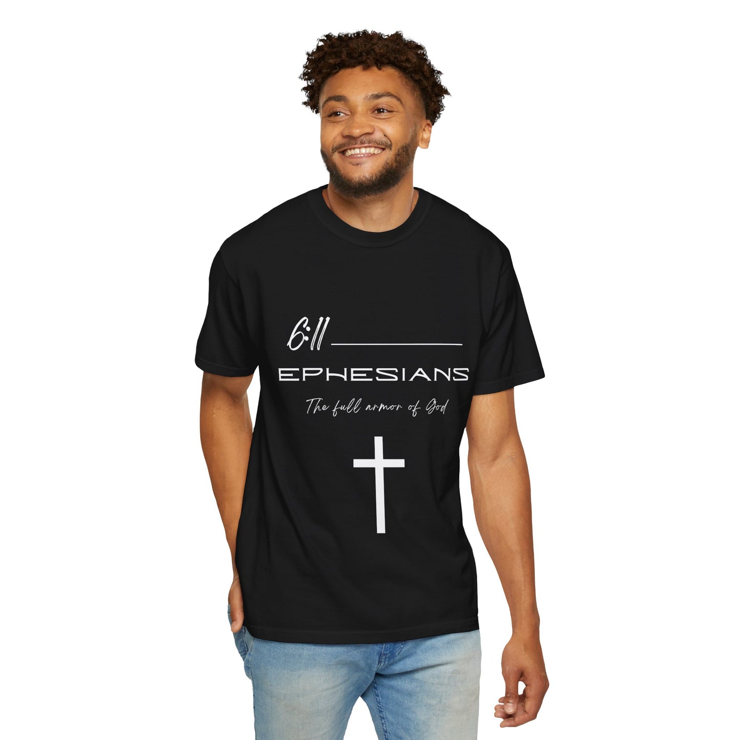 Ephesians 6:11 w/ Full Scripture on Back Unisex Garment-Dyed T-shirt