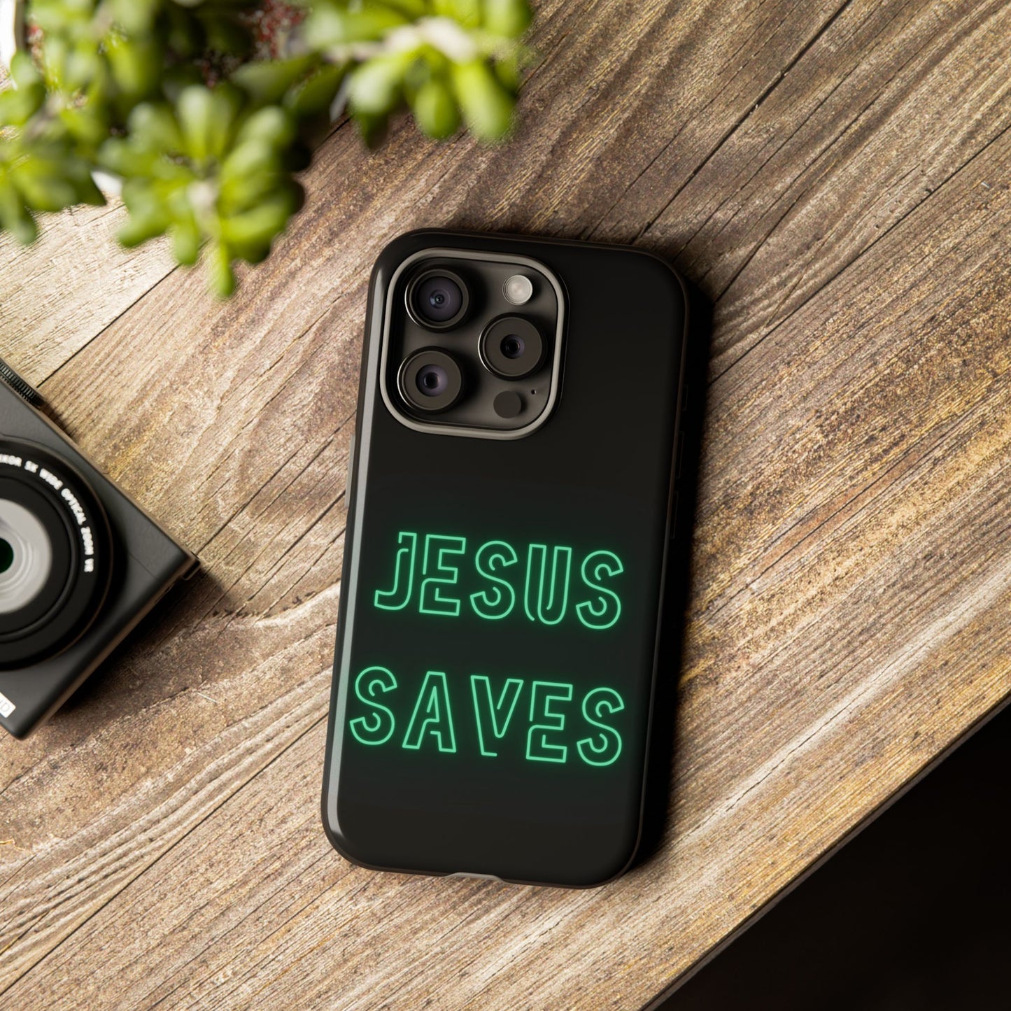 Jesus Saves Neon Signage Green Tough Cases