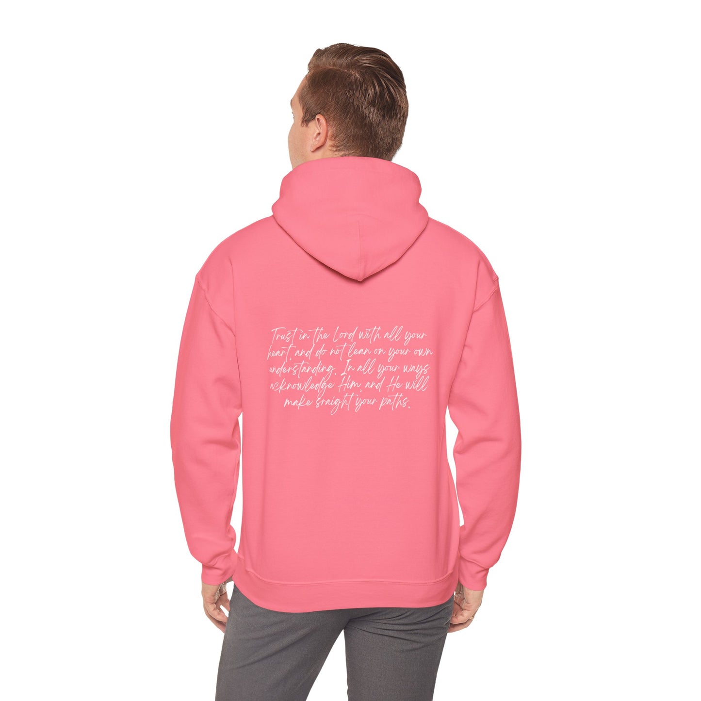 Proverbs 3:5 w/ Full Scripture On Back Unisex Heavy Blend™ Hooded Sweatshirt