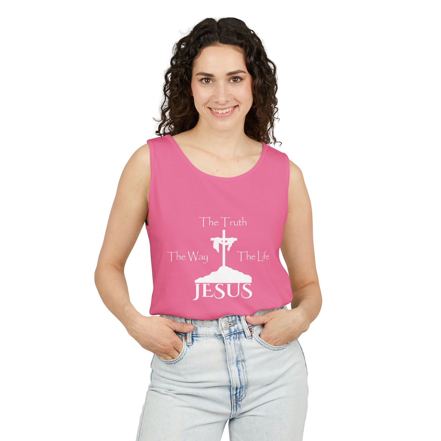 Jesus The Way The Truth The Life Unisex Garment-Dyed Tank Top