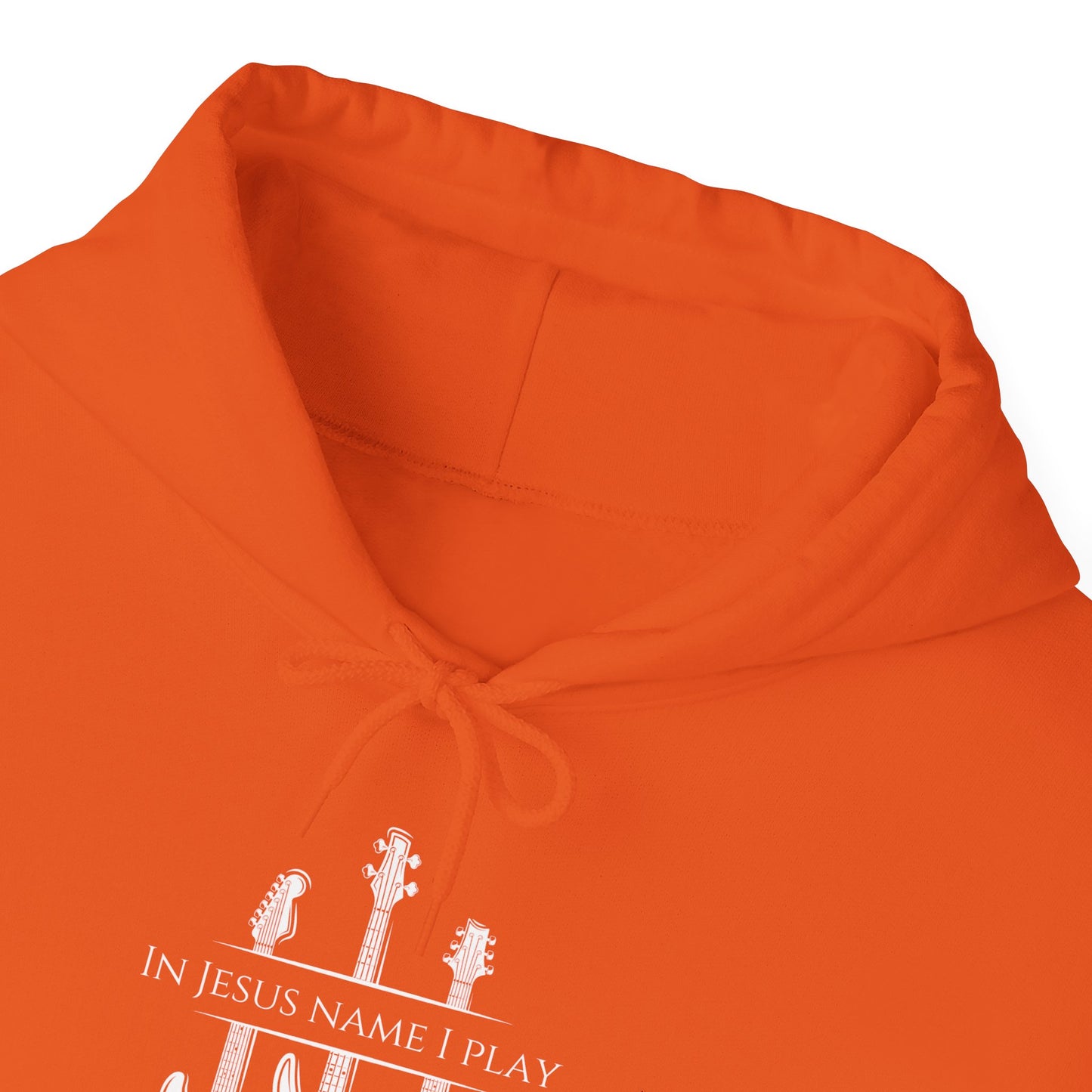 In Jesus Name I Play w/ Psalm 150:4 On Back Unisex Heavy Blend™ Hooded Sweatshirt