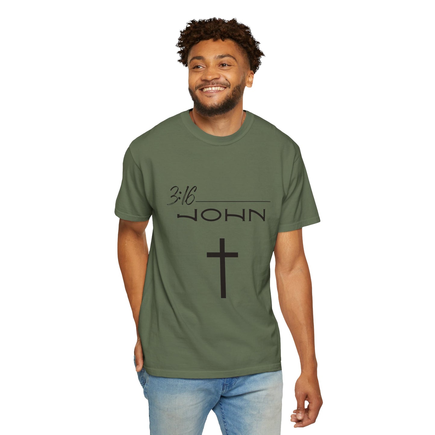 John 3:16 w/ Full Scripture on Back Unisex Garment-Dyed T-shirt