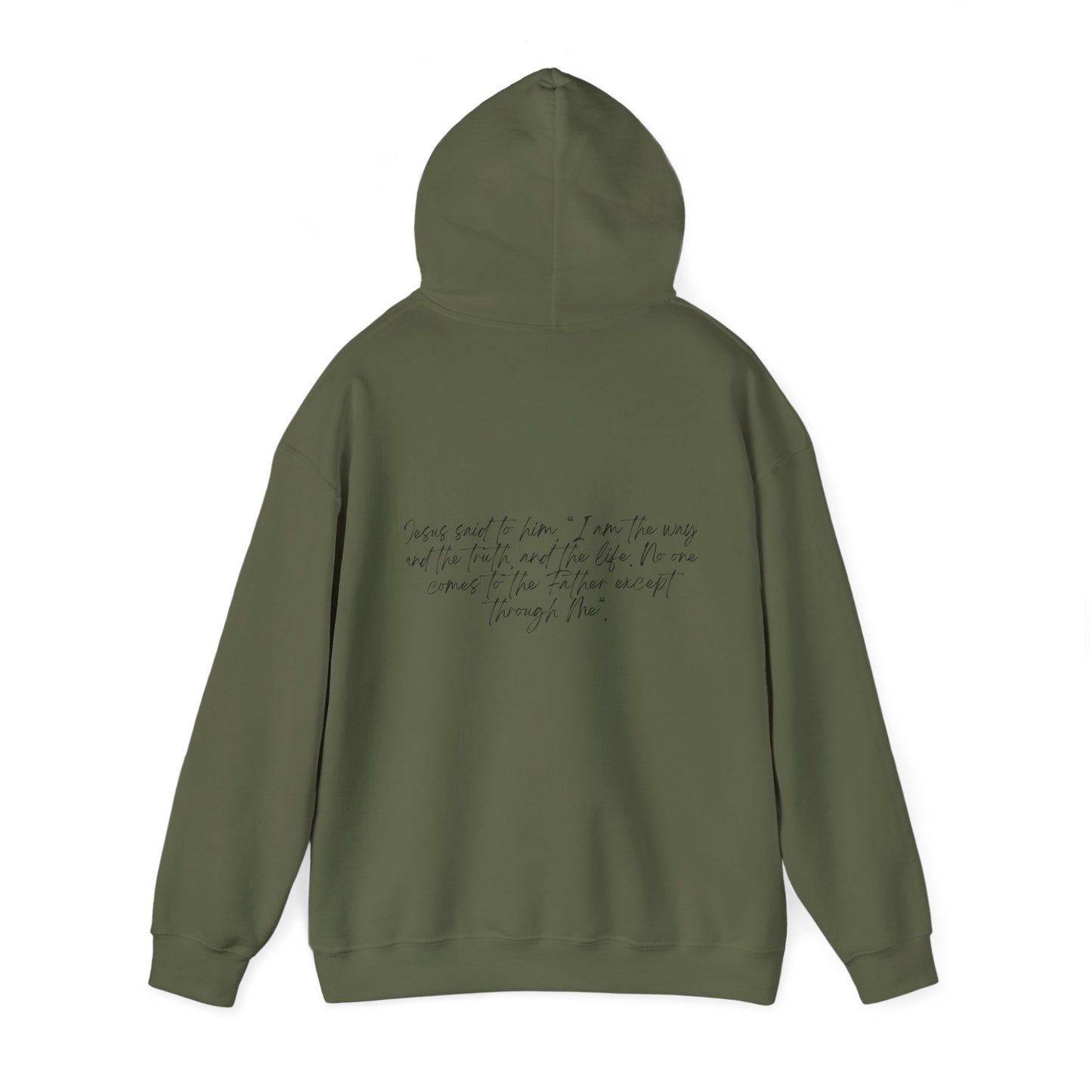 John 14:6 w/ Full Scripture On Back Unisex Heavy Blend™ Hooded Sweatshirt