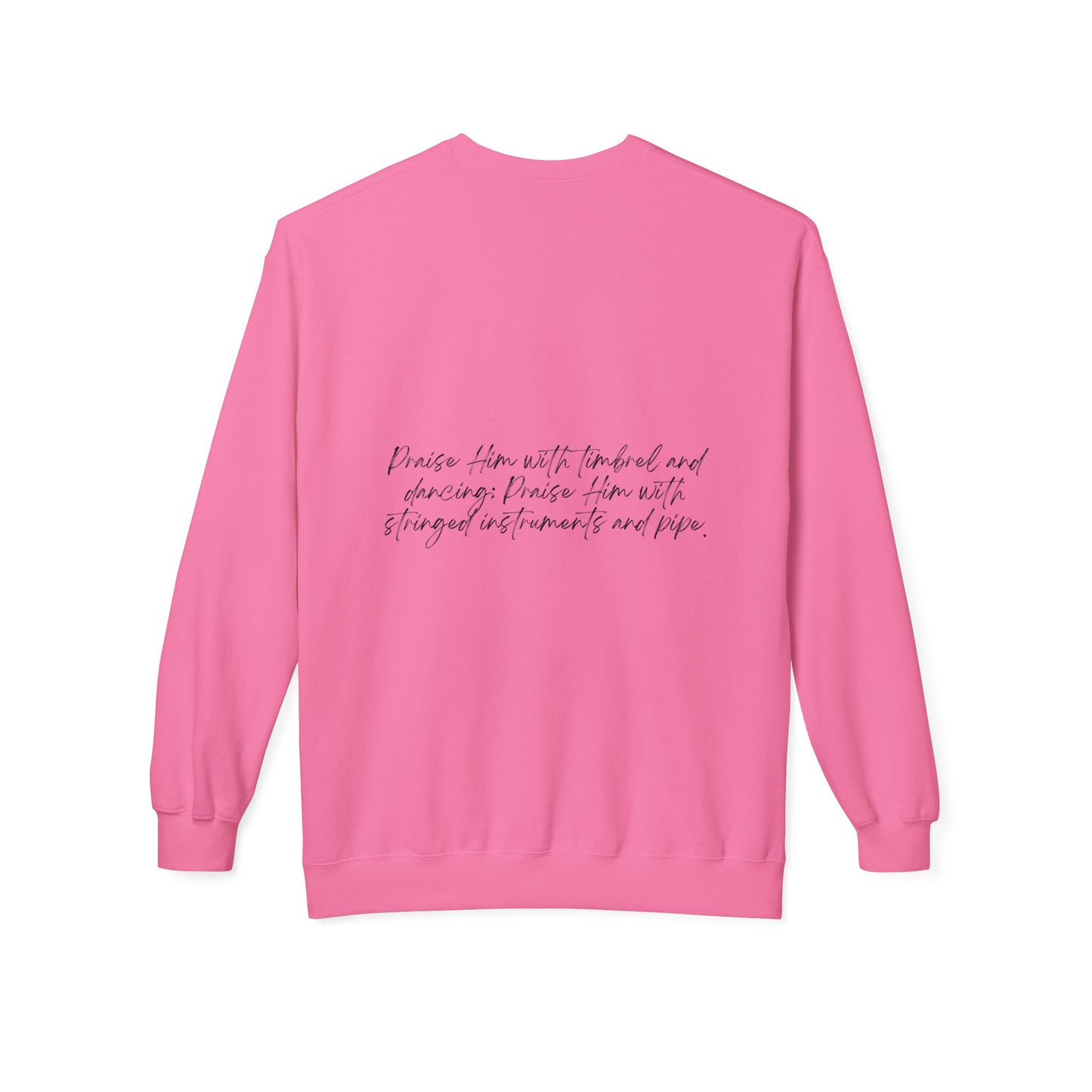 In Jesus Name I Play w/ Psalm 150:4 On Back Unisex Midweight Softstyle Fleece Crewneck Sweatshirt