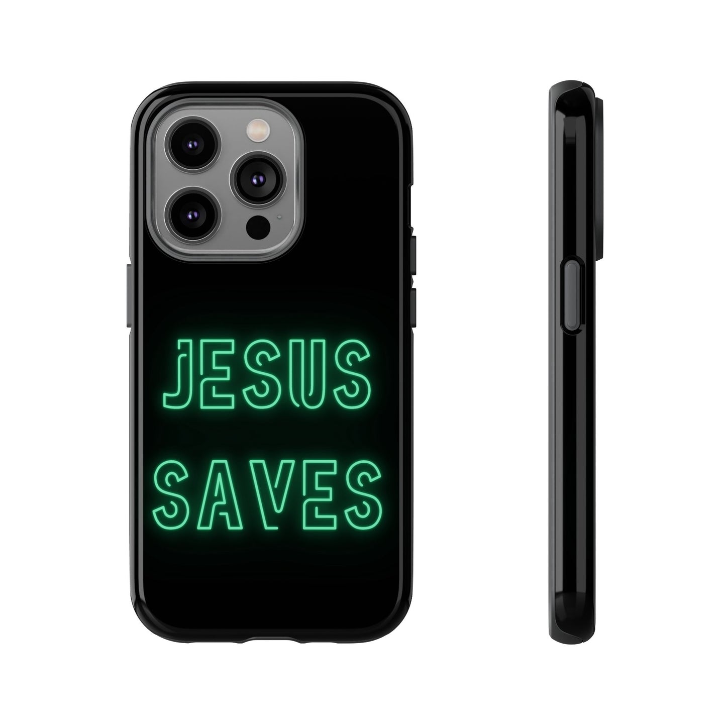 Jesus Saves Neon Signage Green Tough Cases