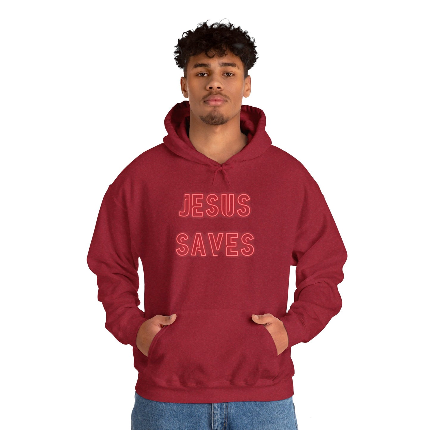 Jesus Saves Neon Signage Unisex Heavy Blend™ Hooded Sweatshirt