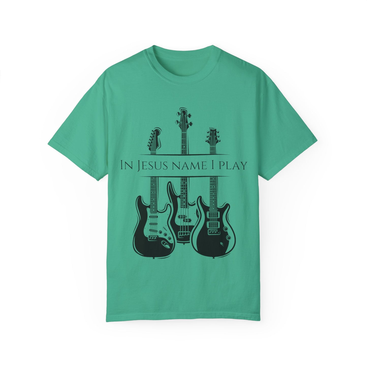 In Jesus Name I Play w/ Psalm 150:4 on Back Unisex Garment-Dyed T-shirt