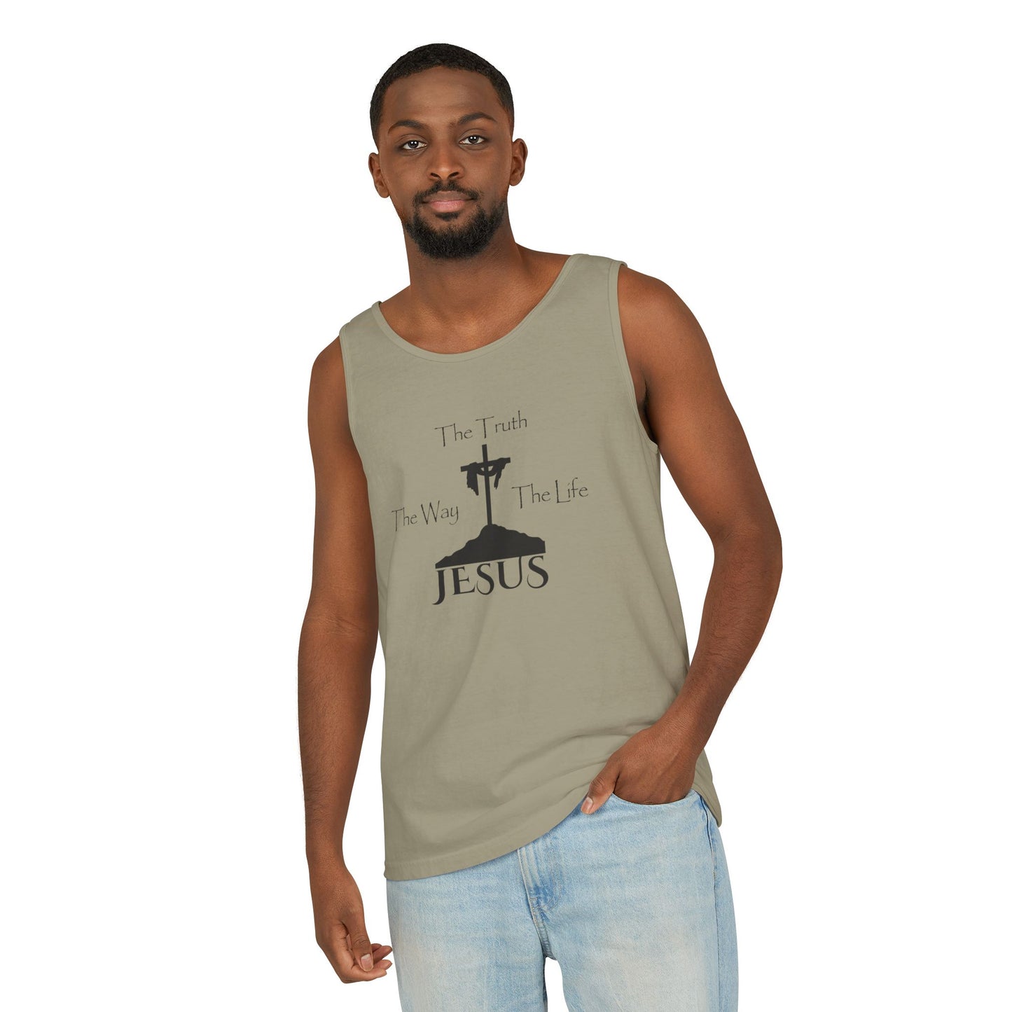 Jesus The Way The Truth The Life Unisex Garment-Dyed Tank Top