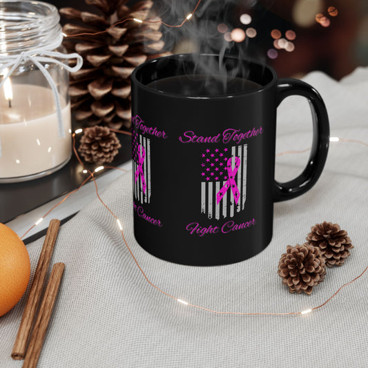 Stand Together Fight Breast Cancer Black Mug (11oz, 15oz)