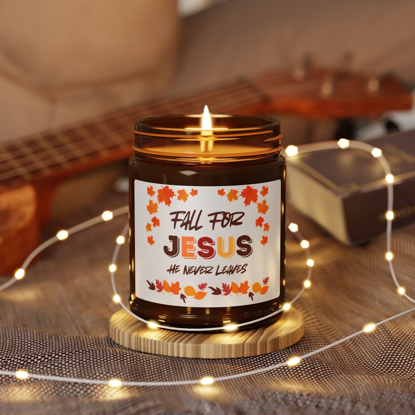 Fall For Jesus Harvest Scented Soy Candle (Multi-Size, Amber Jar)