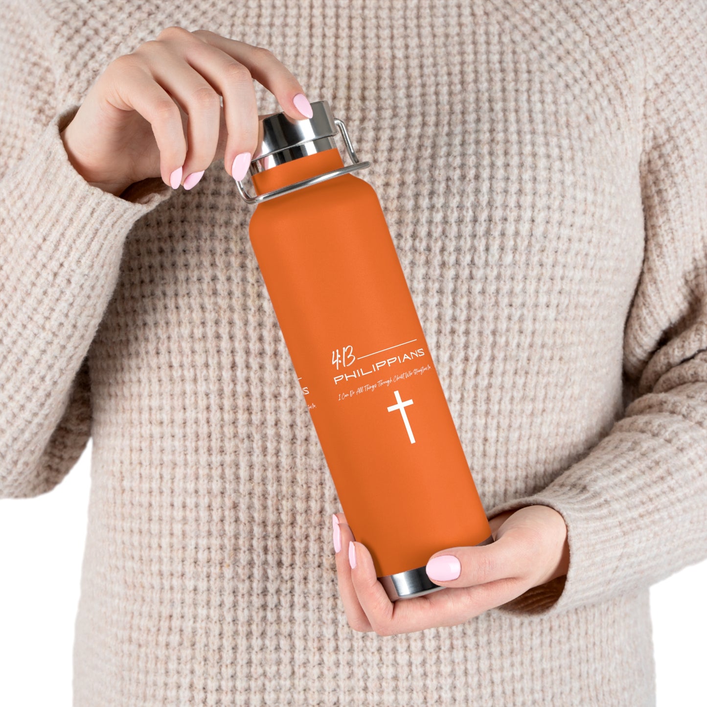 Philippians 4:13 Copper Vacuum Insulated Bottle, 22oz