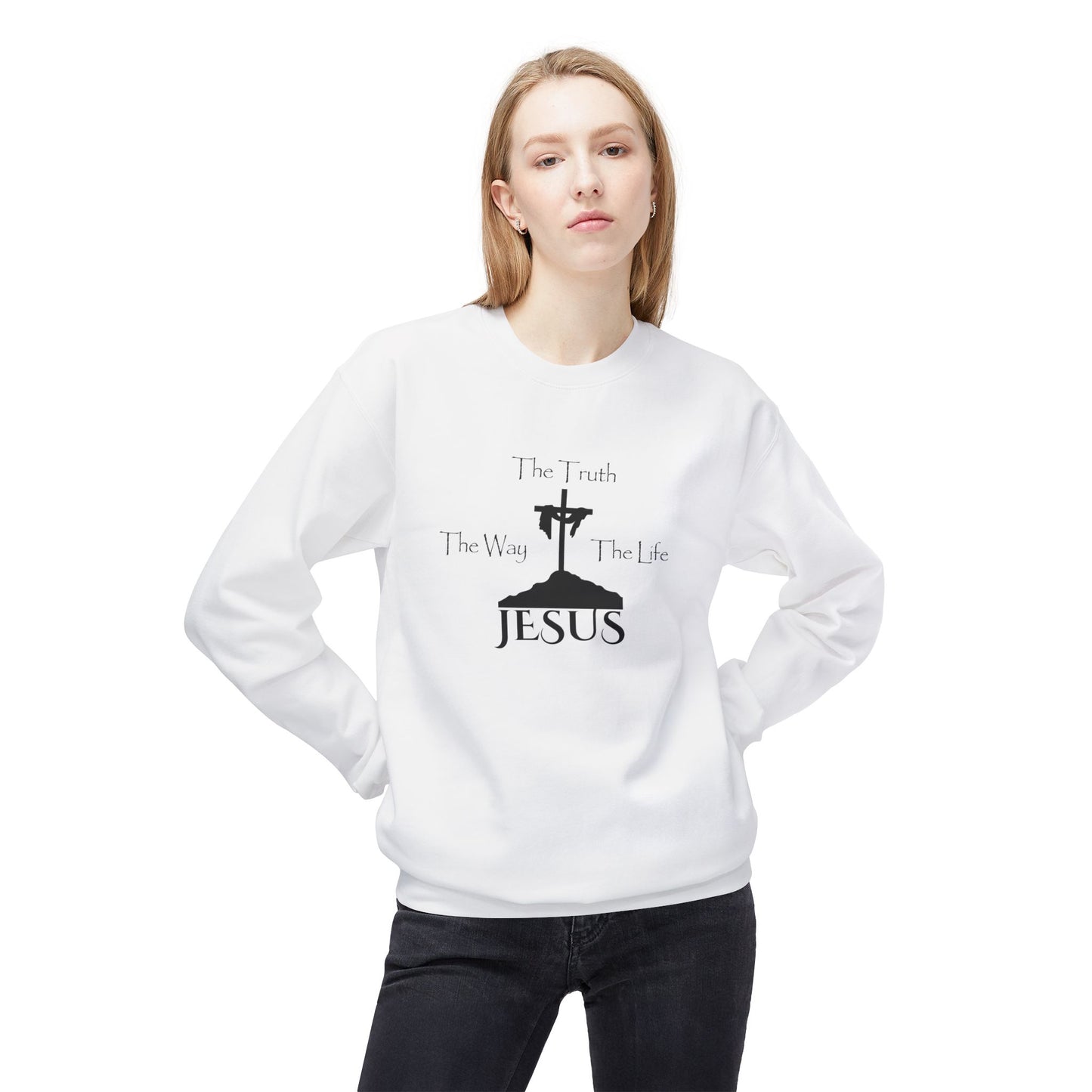 Jesus The Way The Truth The Life Unisex Midweight Softstyle Fleece Crewneck Sweatshirt