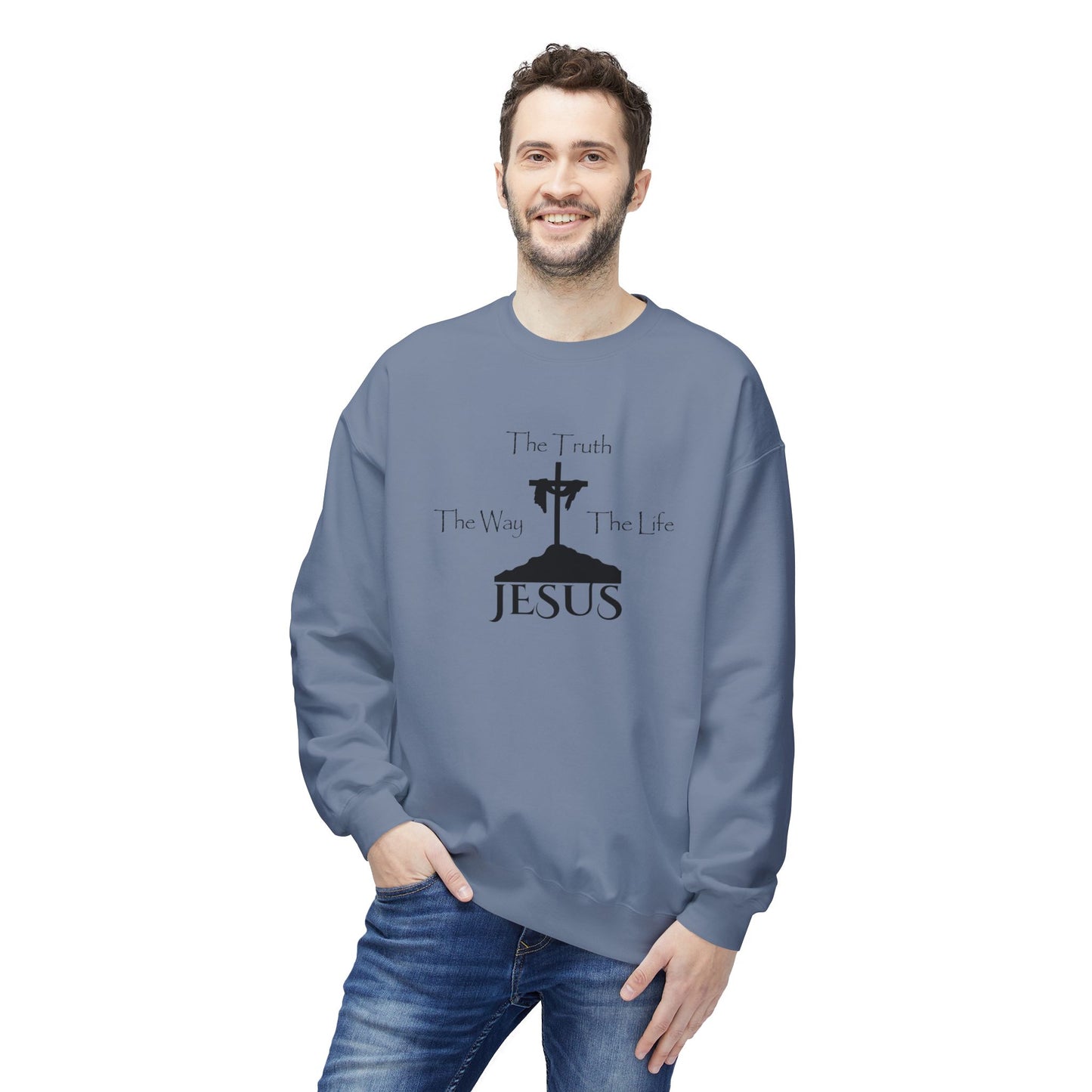 Jesus The Way The Truth The Life Unisex Midweight Softstyle Fleece Crewneck Sweatshirt