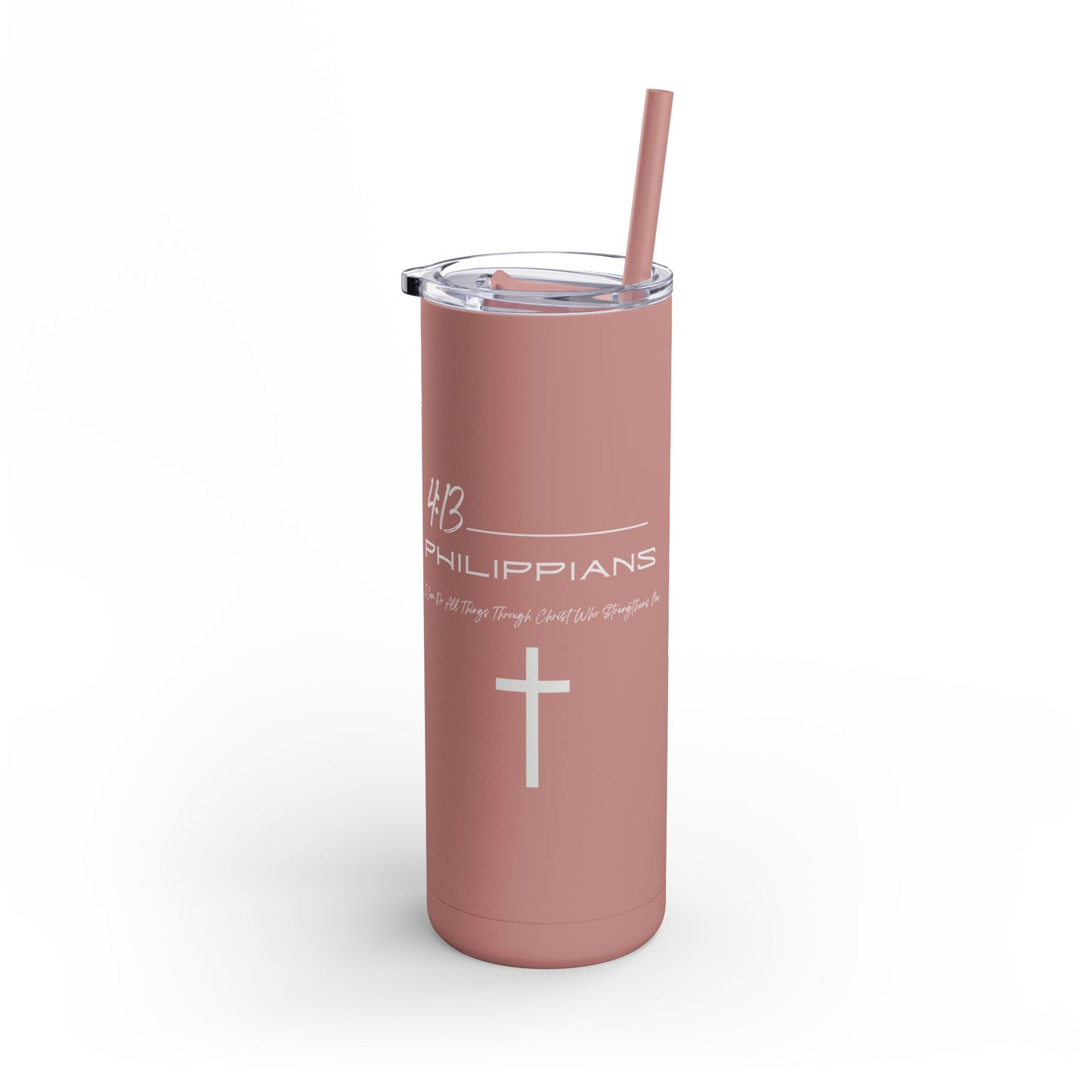 Philippians 4:13 Maars Maker Skinny Matte Tumbler, 20oz