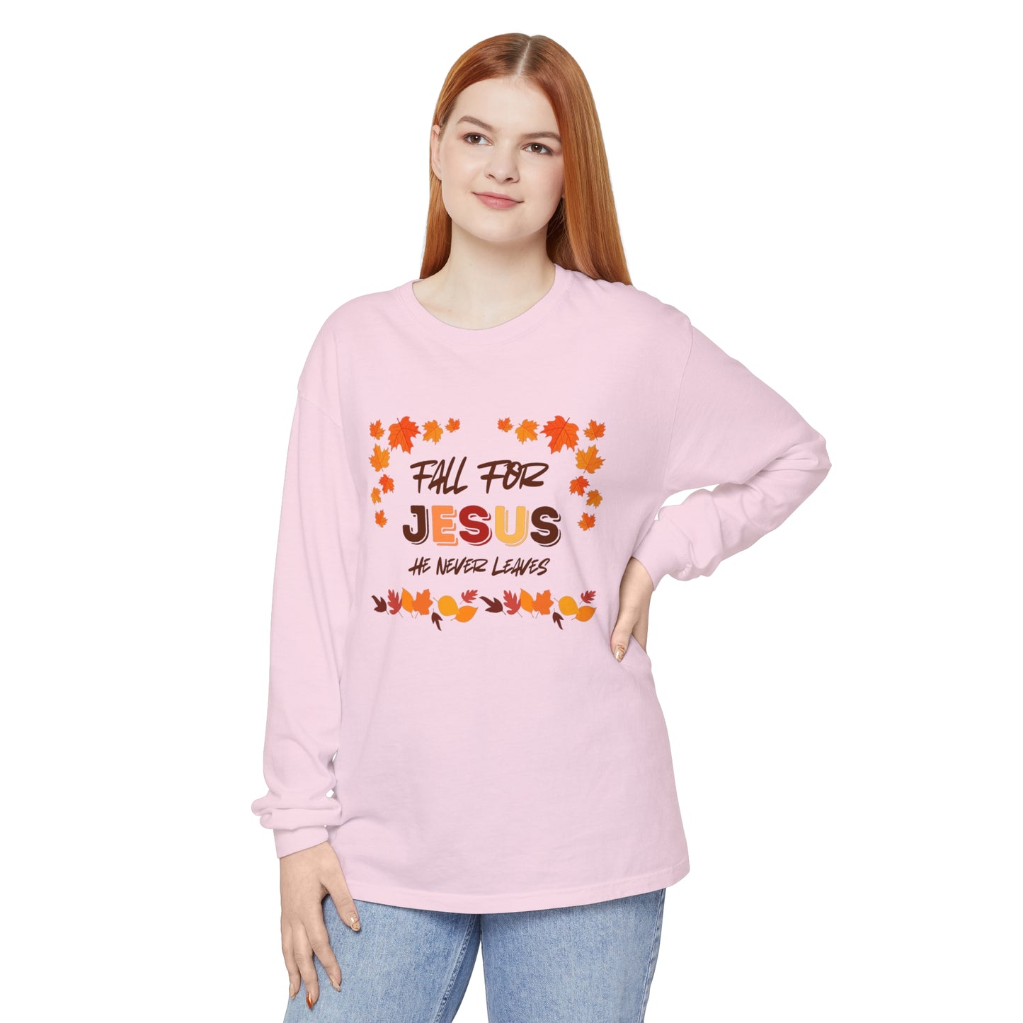 Fall For Jesus Harvest Long Sleeve T Unisex Garment-dyed Long Sleeve T-Shirt