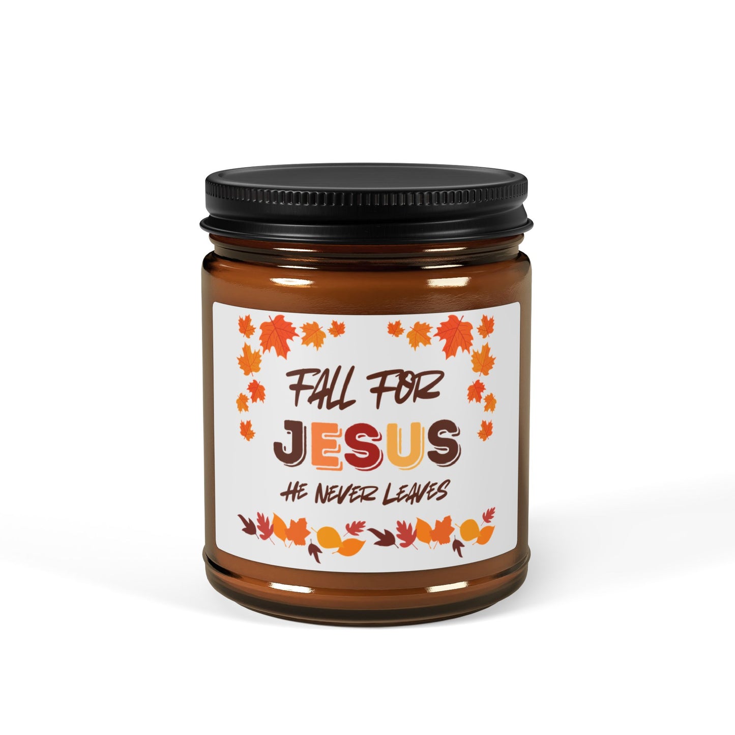 Fall For Jesus Harvest Scented Soy Candle (Multi-Size, Amber Jar)