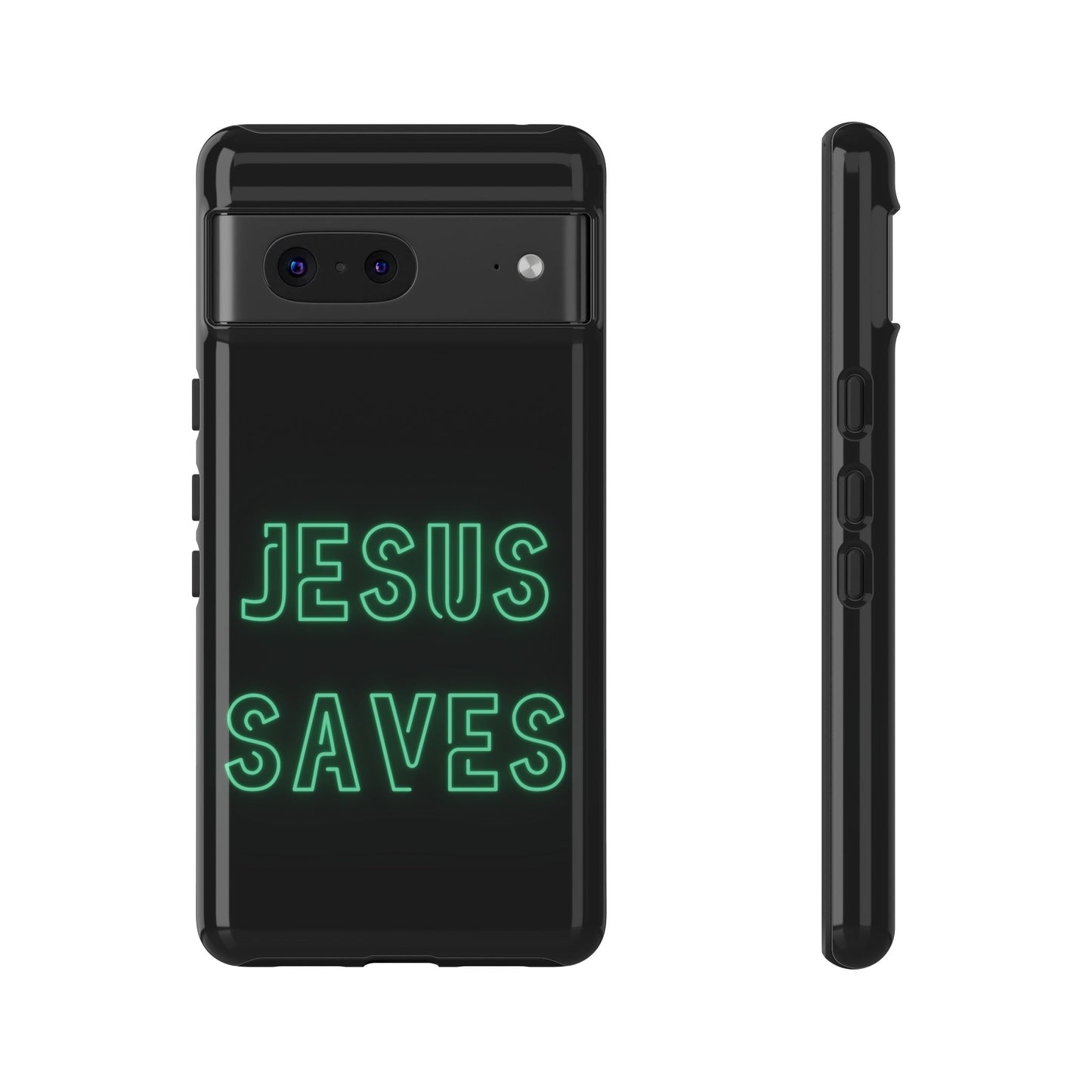 Jesus Saves Neon Signage Green Tough Cases