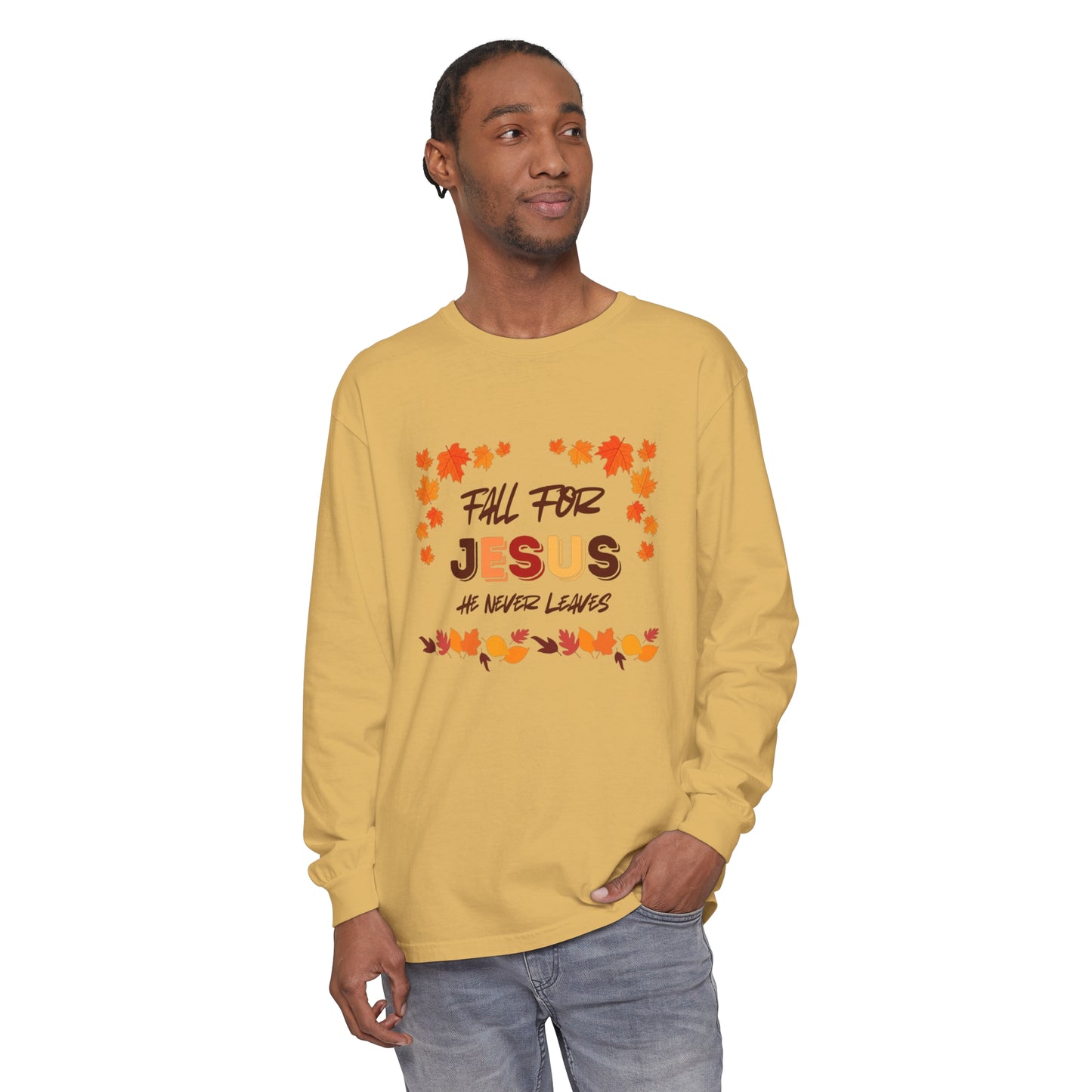 Fall For Jesus Harvest Long Sleeve T Unisex Garment-dyed Long Sleeve T-Shirt