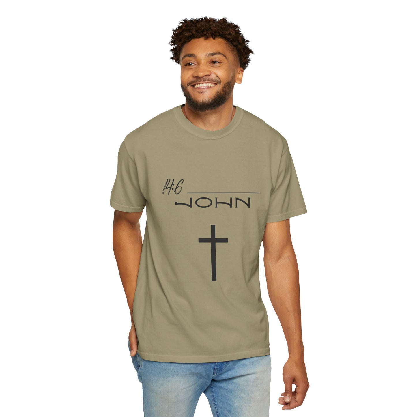 John 14:6 w/ Full Scripture on Back Unisex Garment-Dyed T-shirt