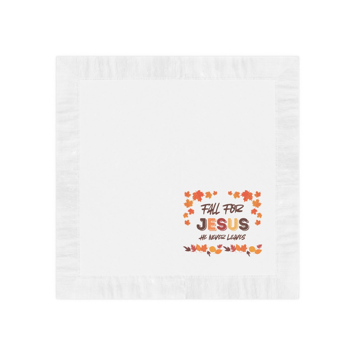 Fall For Jesus Harvest White Coined Napkins