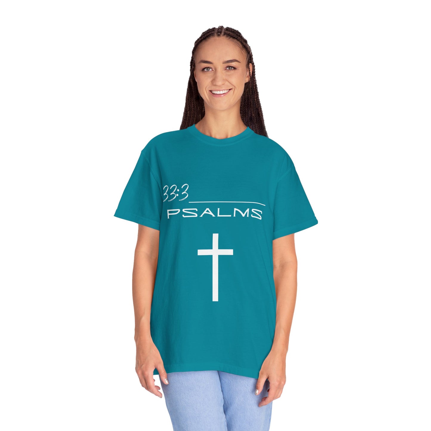 Psalms 33:3 w/ Full Scripture on Back Unisex Garment-Dyed T-shirt