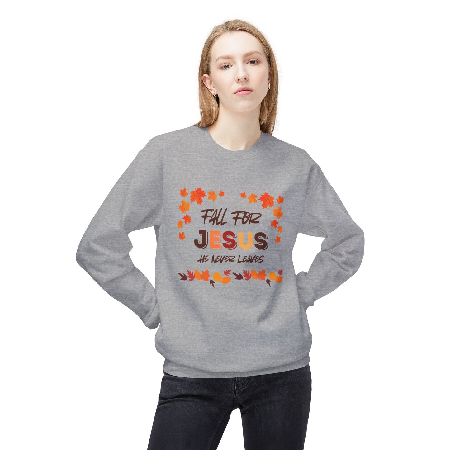 Fall For Jesus Harvest Unisex Midweight Softstyle Fleece Crewneck Sweatshirt