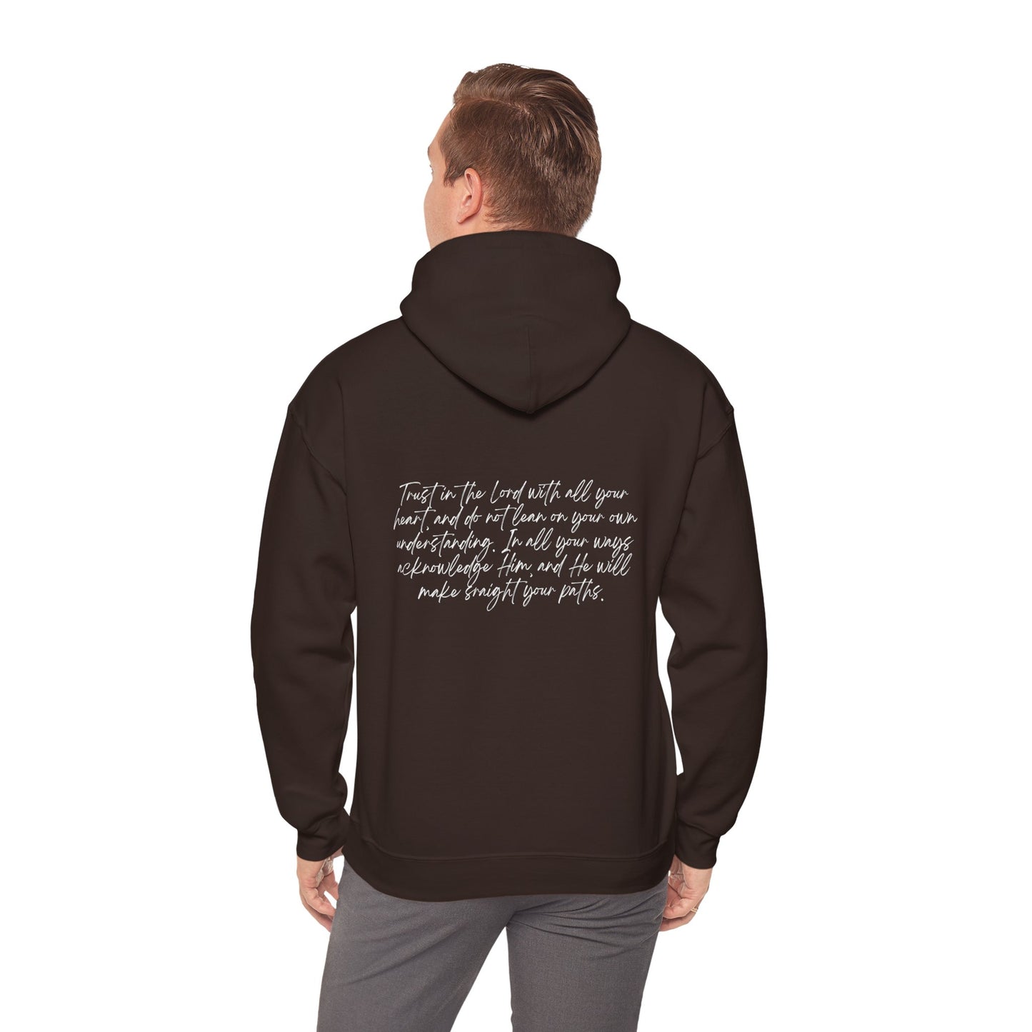 Proverbs 3:5 w/ Full Scripture On Back Unisex Heavy Blend™ Hooded Sweatshirt