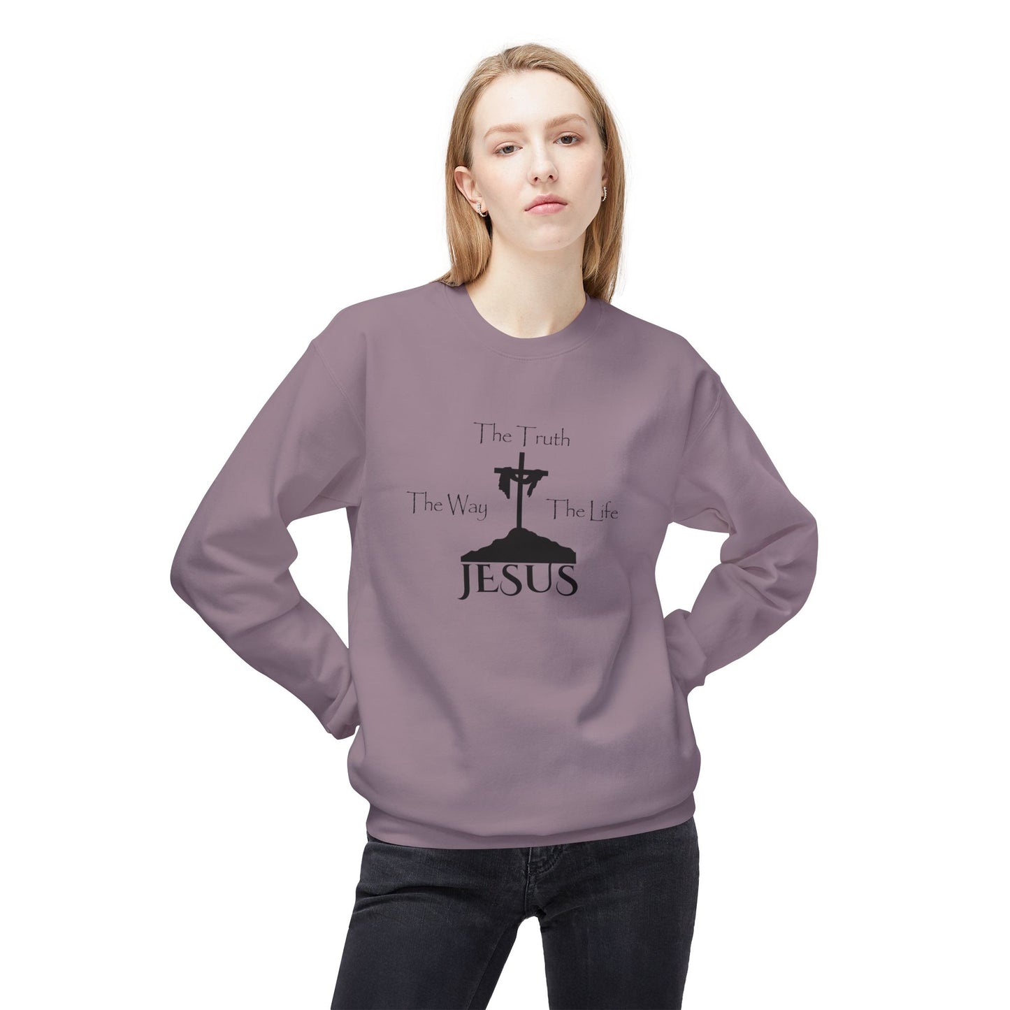 Jesus The Way The Truth The Life Unisex Midweight Softstyle Fleece Crewneck Sweatshirt