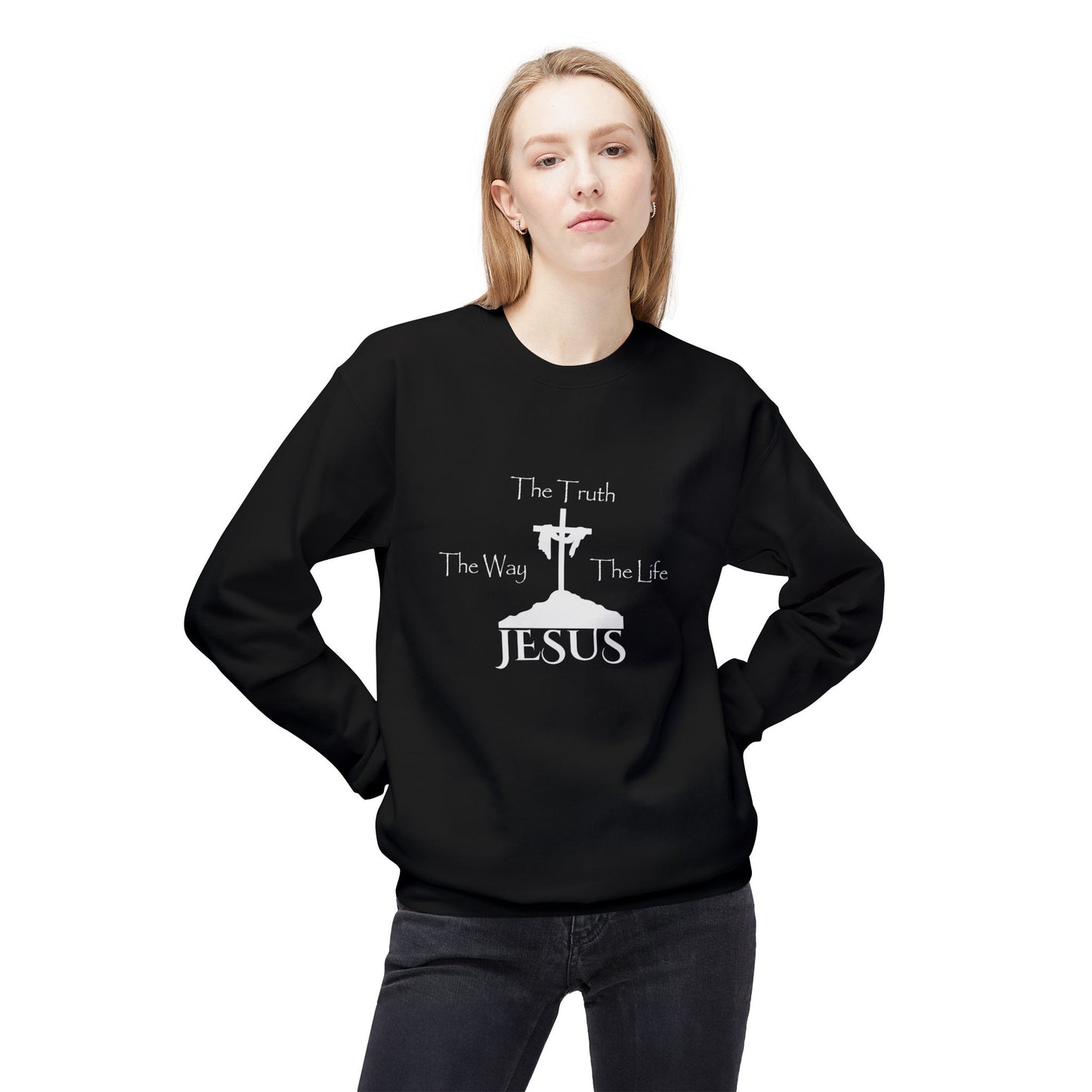 Jesus The Way The Truth The Life Unisex Midweight Softstyle Fleece Crewneck Sweatshirt