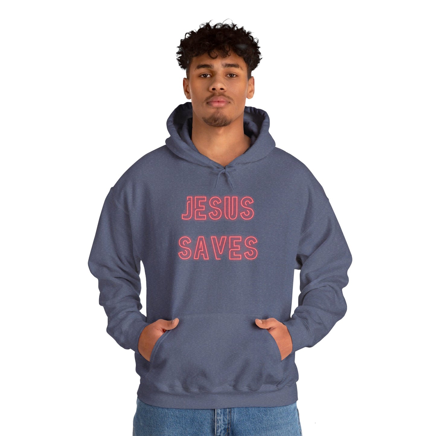 Jesus Saves Neon Signage Unisex Heavy Blend™ Hooded Sweatshirt