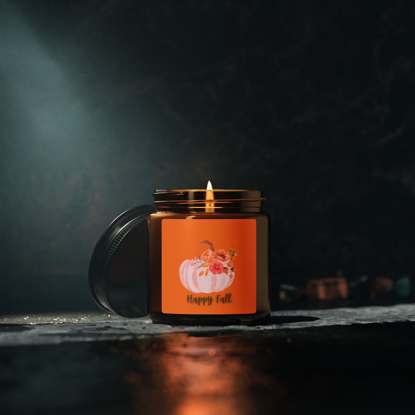 Happy Fall Scented Soy Candle (Multi-Size, Amber Jar)