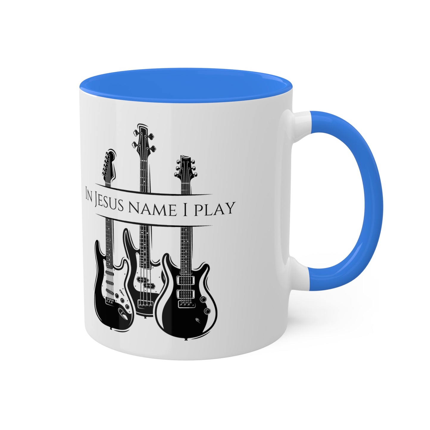 In Jesus Name I Play Colorful Mugs, 11oz