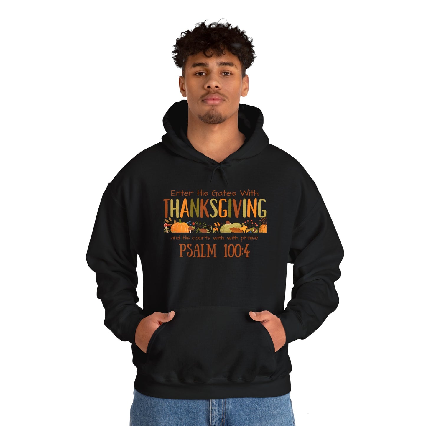 Thanksgiving Psalm 100:4 Unisex Heavy Blend™ Hooded Sweatshirt