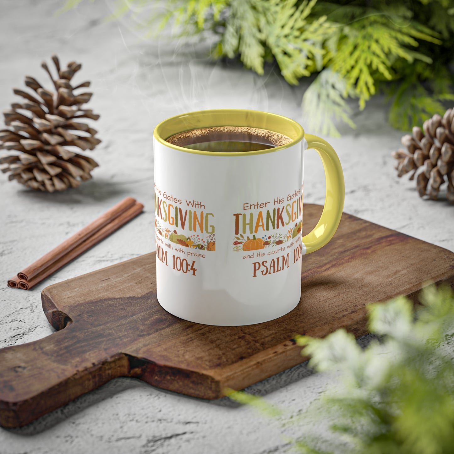 Thanksgiving Psalm 100:4 Colorful Mugs, 11oz