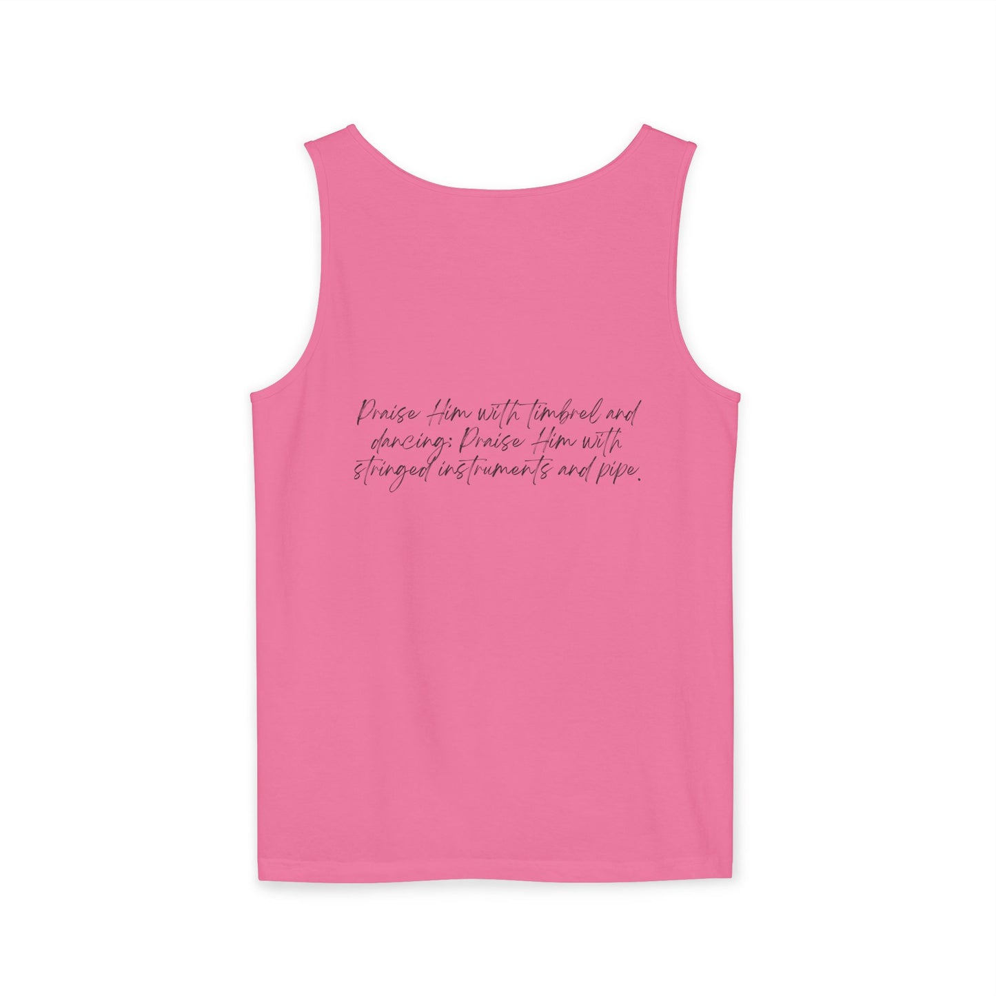 In Jesus Name I Play w/ Psalm 150:4 On Back Unisex Garment-Dyed Tank Top